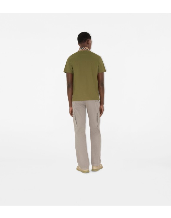 Check Collar Cotton Polo Shirt