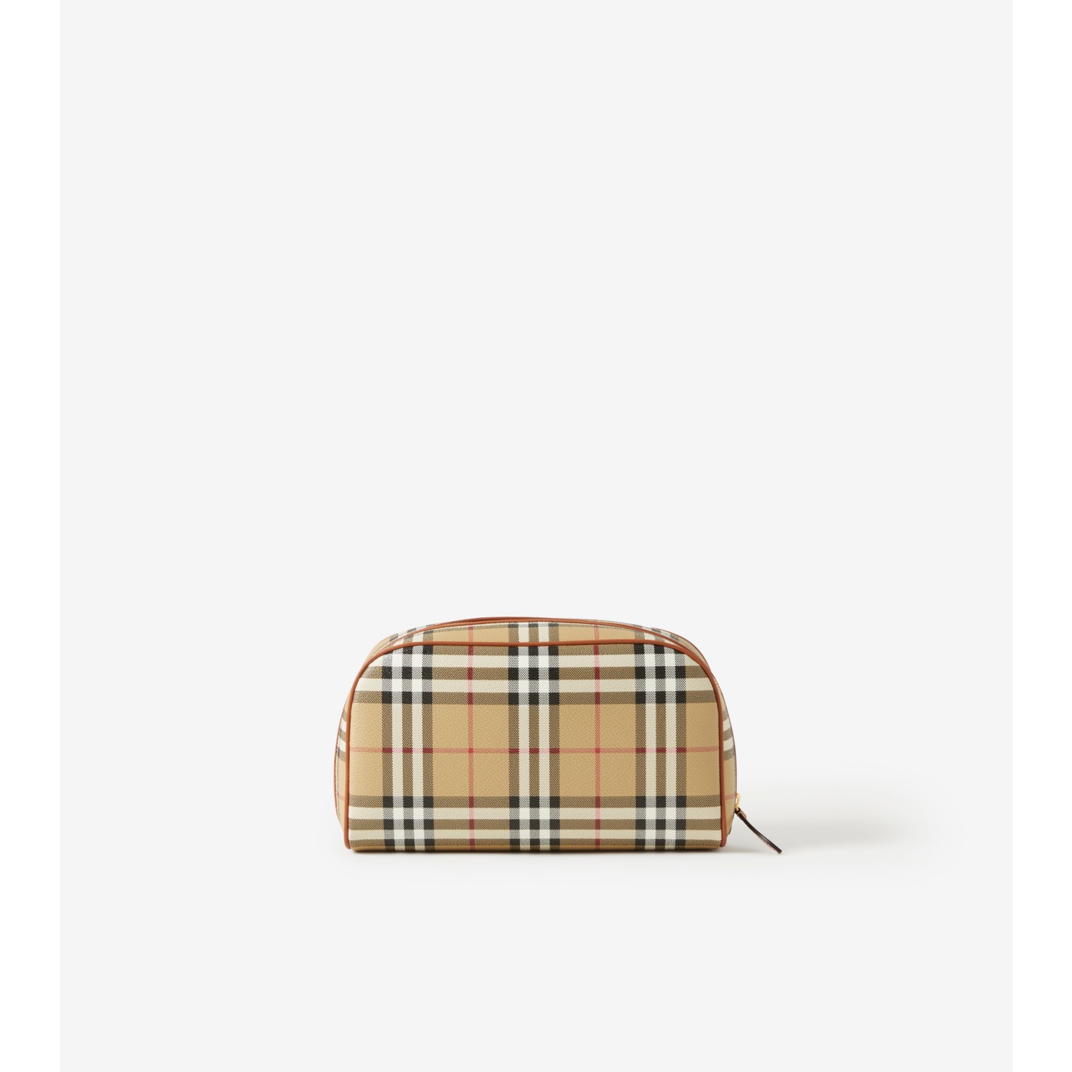 Medium Check Travel Pouch in Archive beige - Women | Burberry 