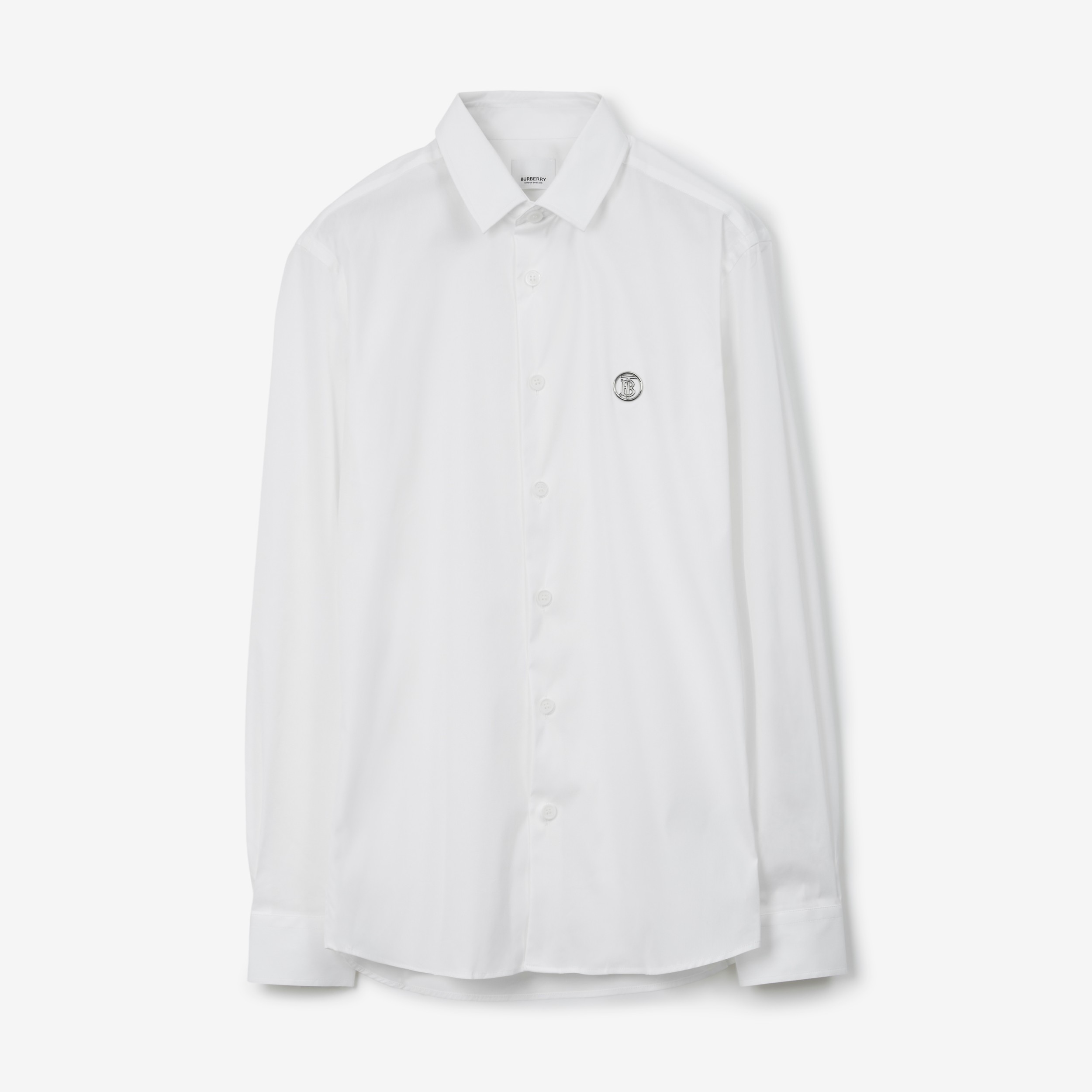 Monogram Motif Technical Cotton Shirt in White - Men | Burberry® Official