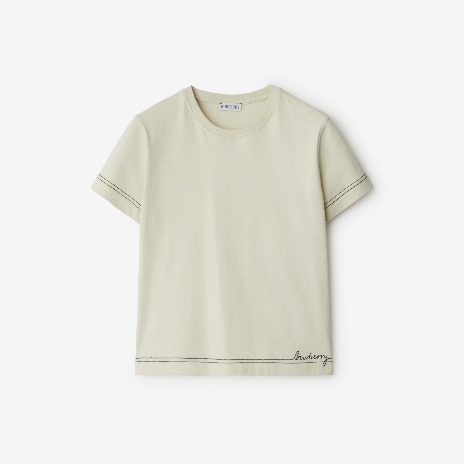 Boxy Cotton T-shirt in Plaster - Women | Burberry® Official