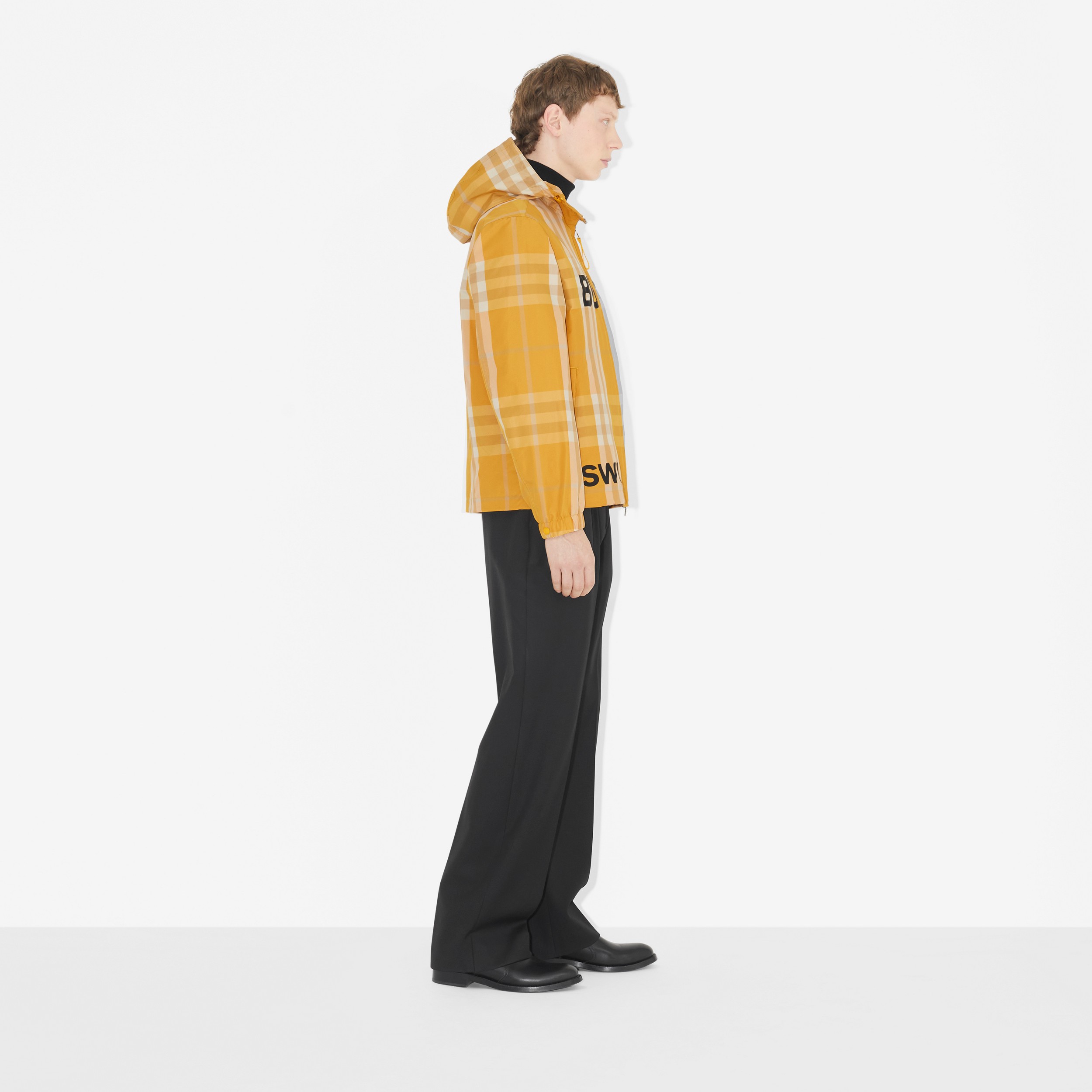 Horseferry Print Check Nylon Hooded Jacket in Marigold - Men | Burberry® Official - 3