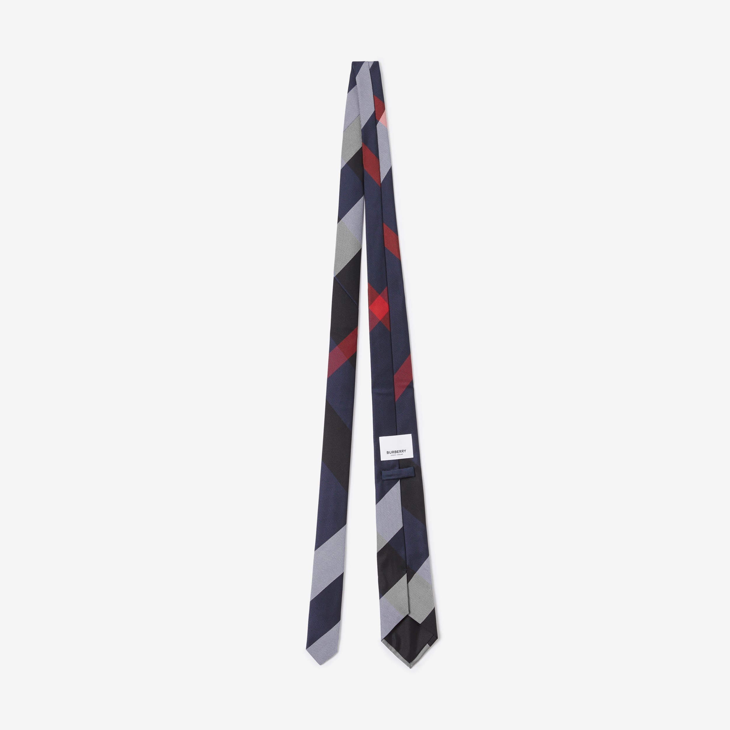 Classic Cut Exaggerated Check Silk Tie in Navy - Men | Burberry® Official - 2