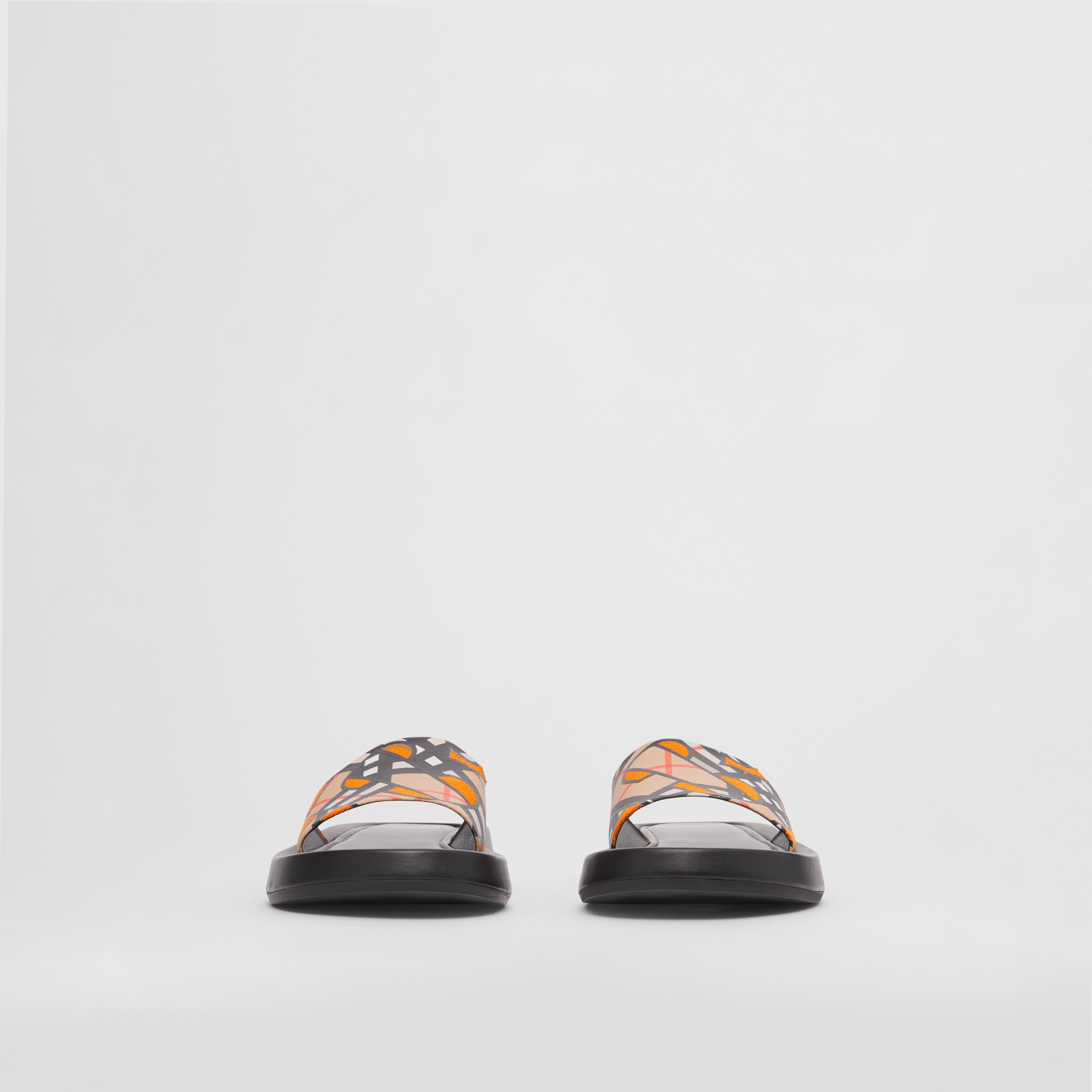 Slides mit Monogrammdruck aus Leinen und Baumwallcanvas (Leuchtendes Orange) - Damen | Burberry® - 4