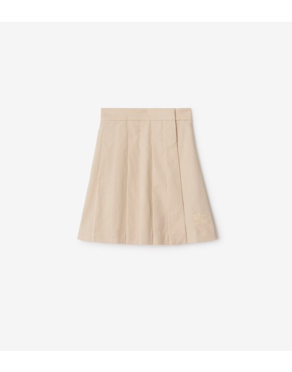 Pleated Cotton Blend Skirt