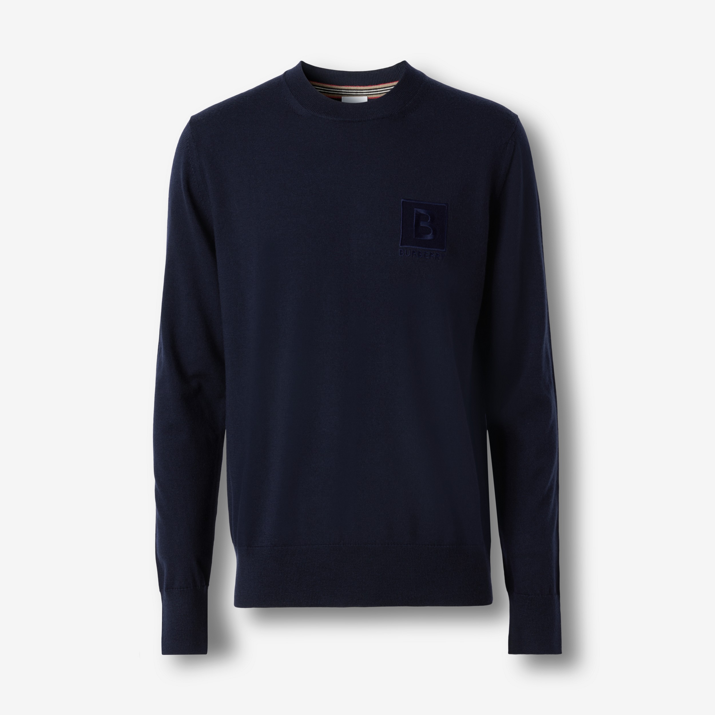 Letter Graphic Wool Sweater in Navy - Men | Burberry® Official - 1