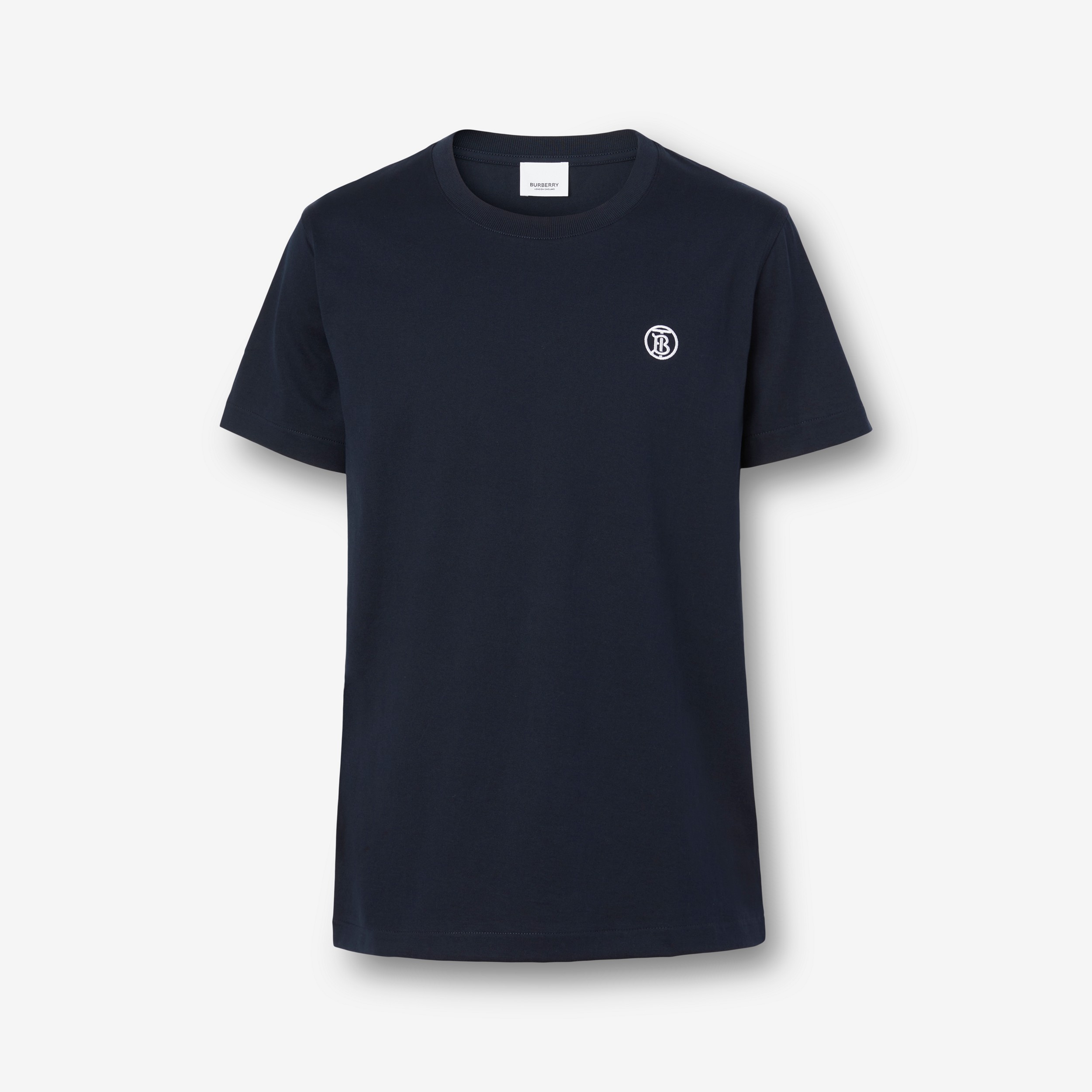모노그램 모티프 코튼 티셔츠 (콜 블루) - 남성 | Burberry® - 1