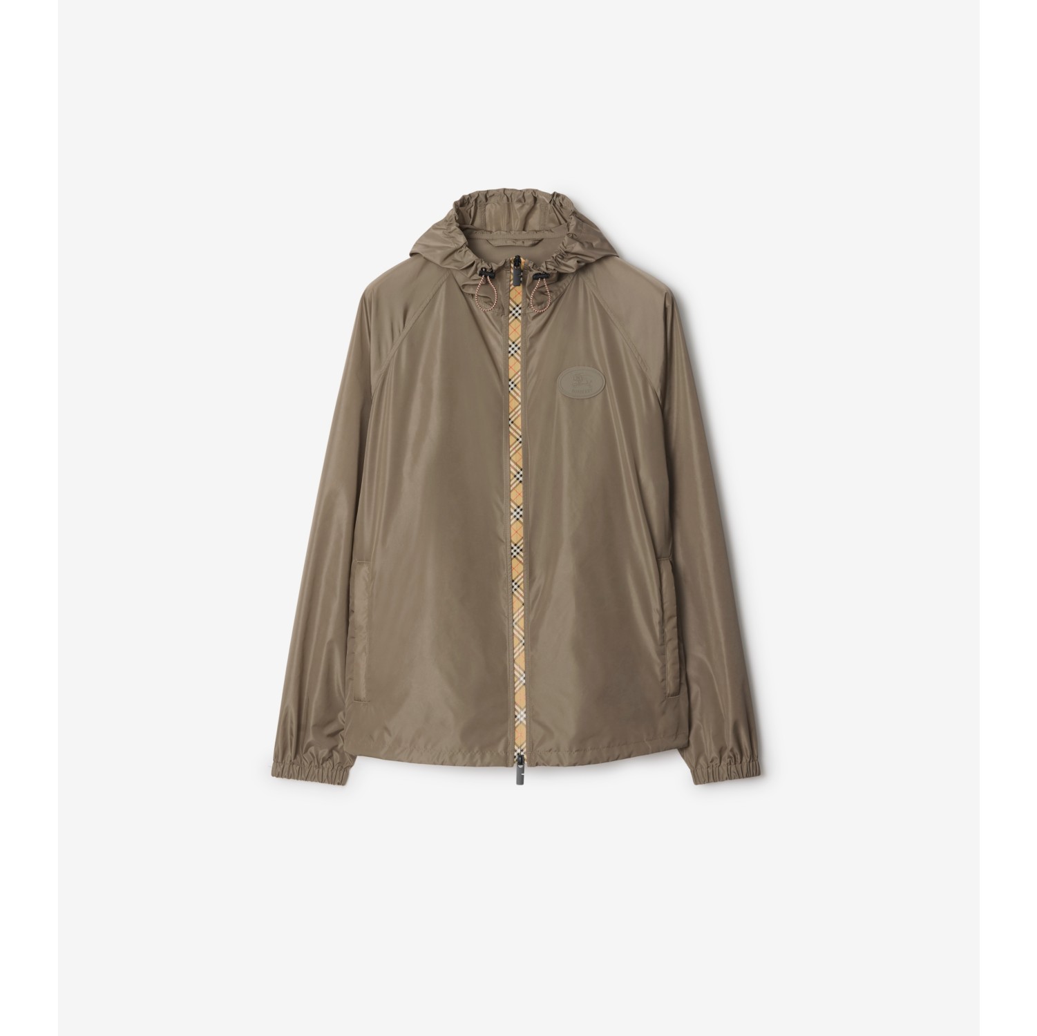 Checker-tape Nylon Hooded Jacket