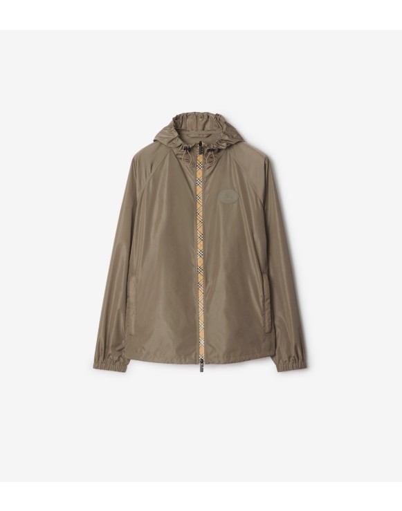 Checker-tape Nylon Hooded Jacket