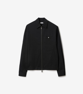 ナイロン ジップ オーバーシャツ (ブラック) - メンズ, ナイロン