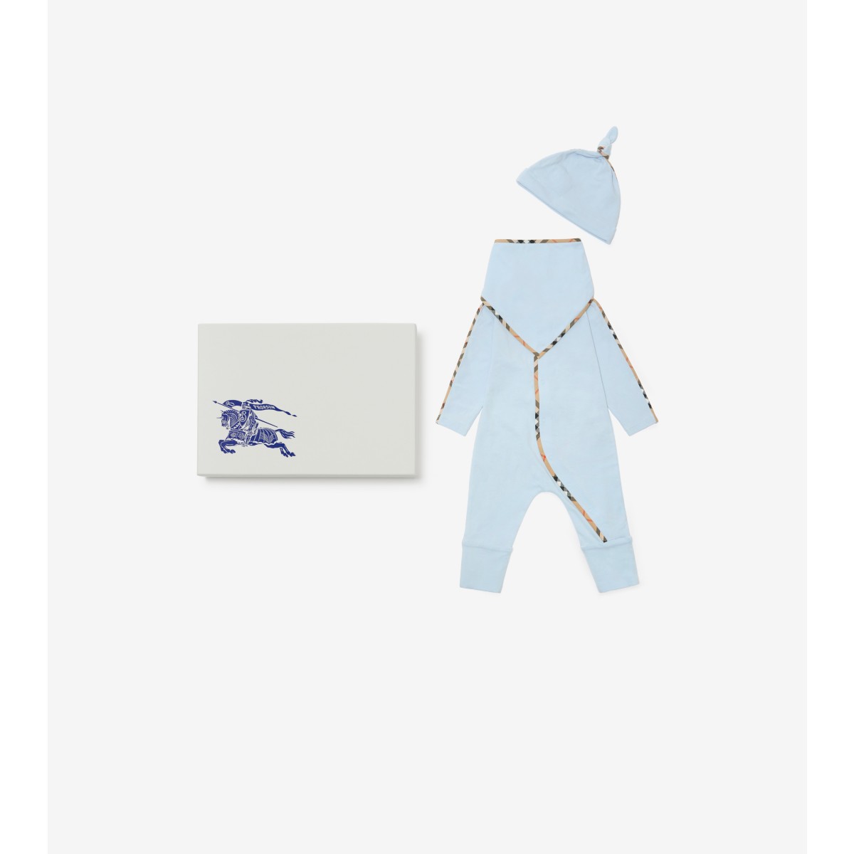  Check Stretch Cotton Three-piece Baby Gift Set
