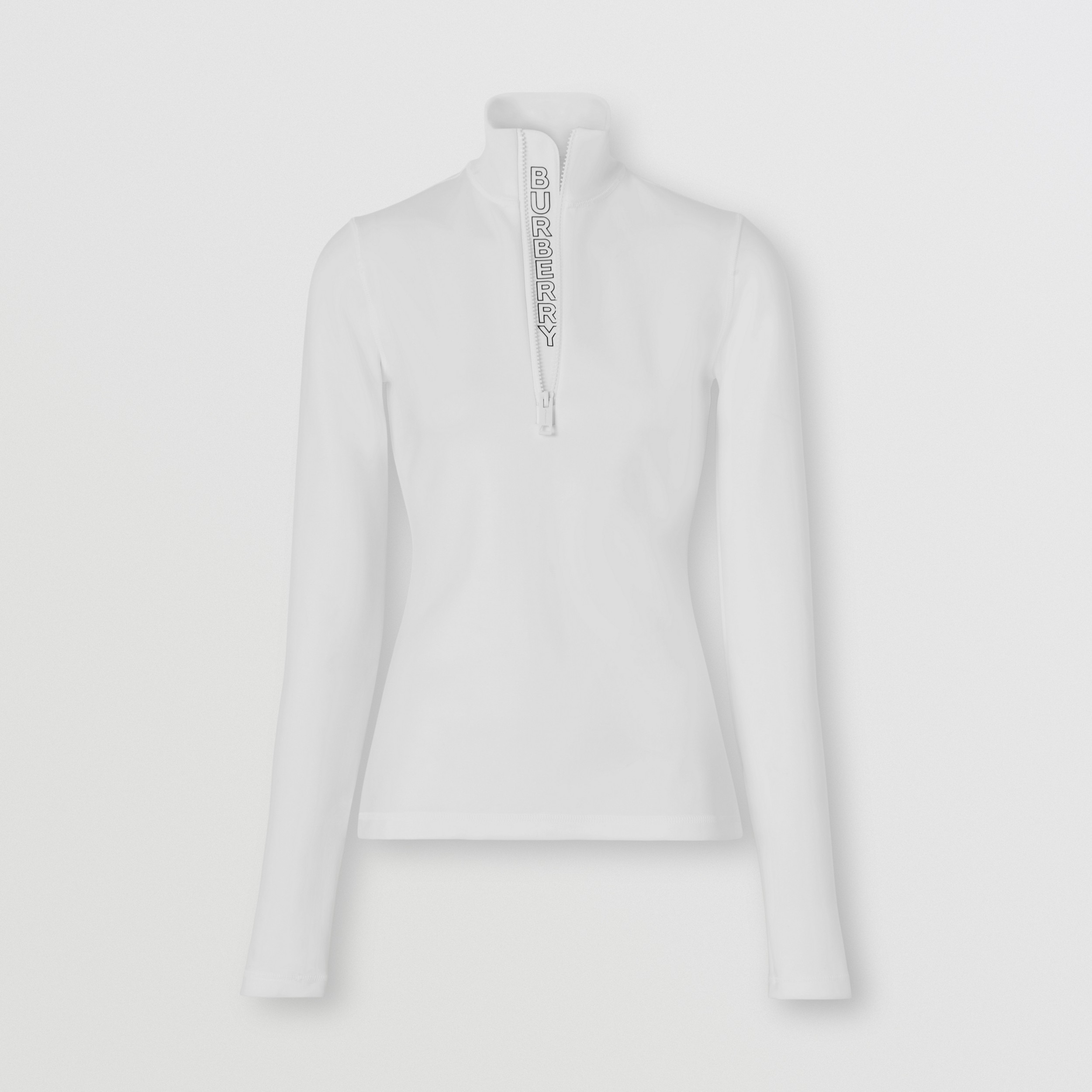 Logo Detail Stretch Jersey Turtleneck Top in White - Women | Burberry® Official - 4