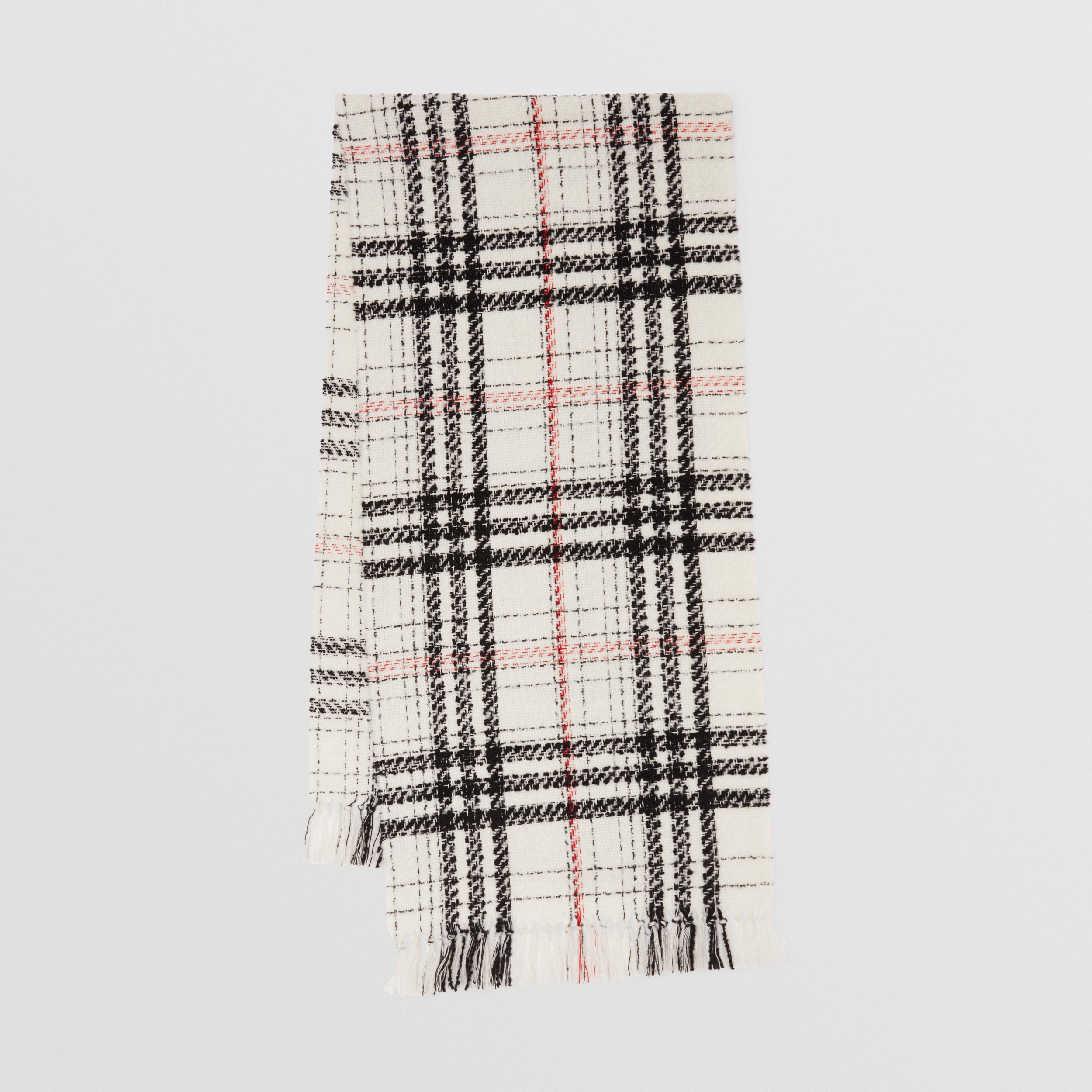 格纹羊绒丝质混纺粗花呢围巾 (自然白) | Burberry® 博柏利官网 - 1