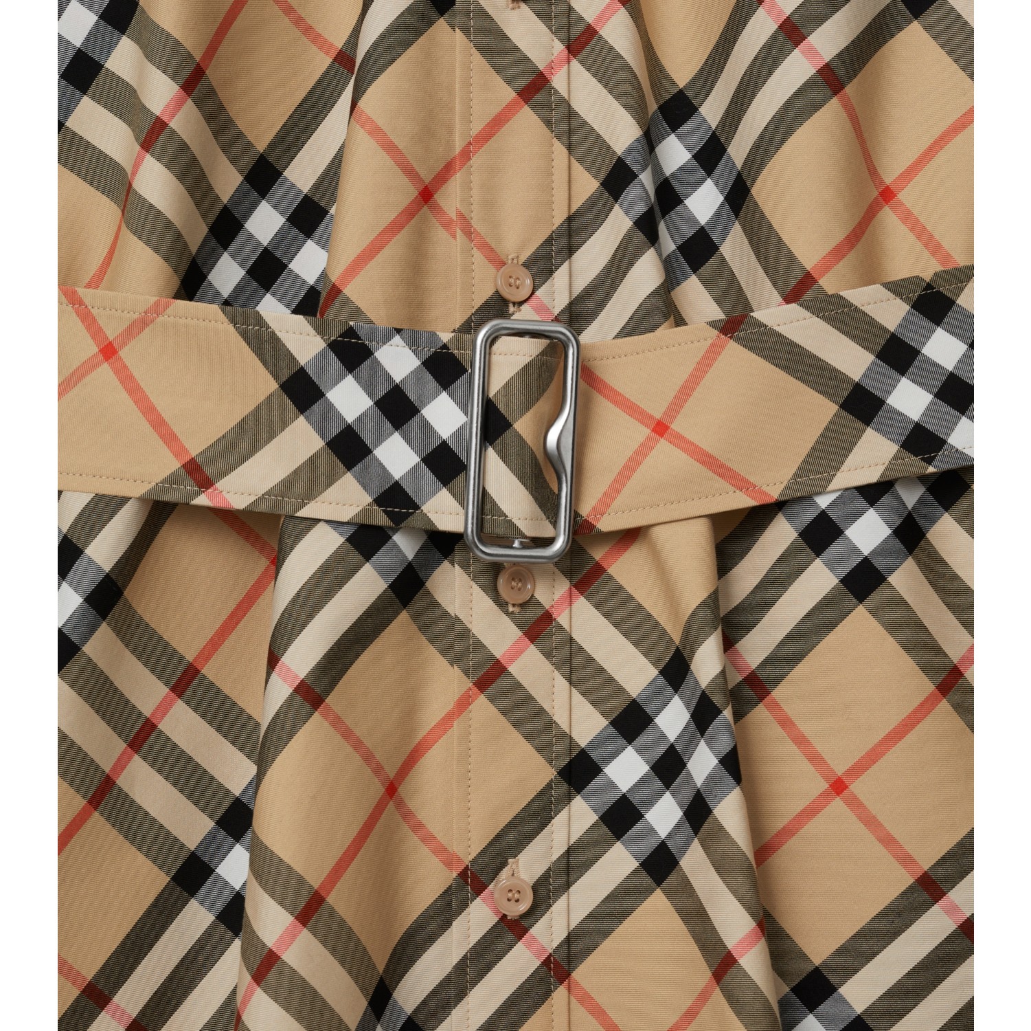 Check Cotton Shirt Dress in Sand Women Burberry Official