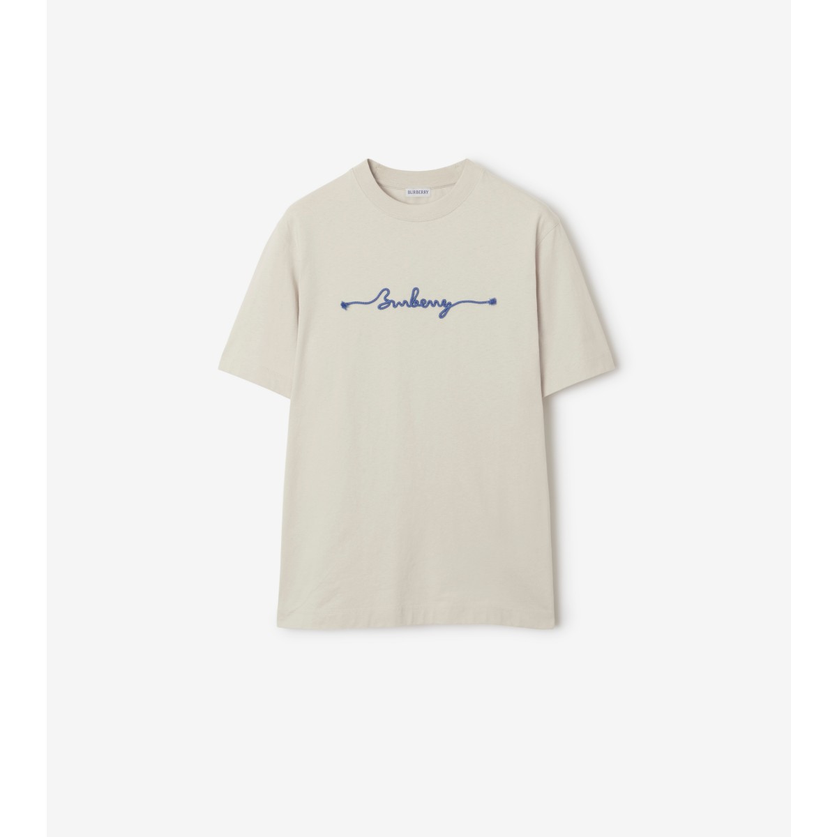 Burberry Mens Sail Knot Logo-text Crewneck Cotton T-shirt In Sail