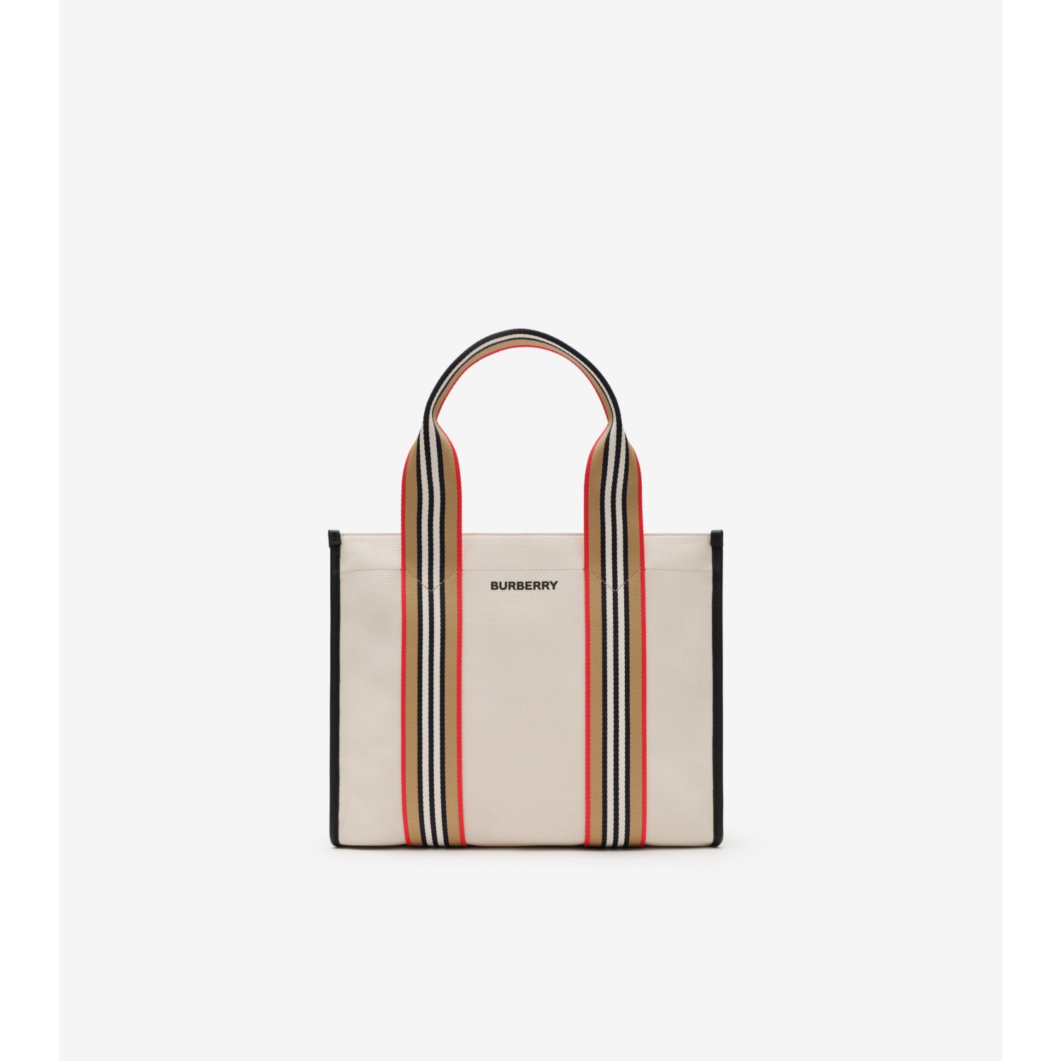 Small Icon Stripe Trim Canvas Tote in Natural beige - Women | Burberry® Official