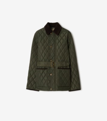 【BURBERRY】チェック quilted gabardine ジャケット Quilted Nylon Jacket in Shale - Women | Burberry® Official