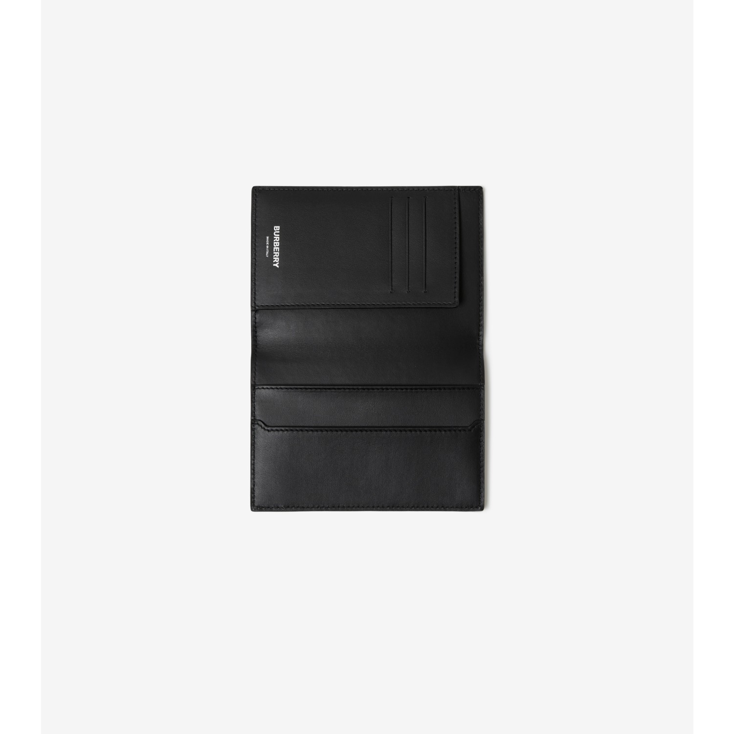 Check and Leather Passport Holder in Archive beige