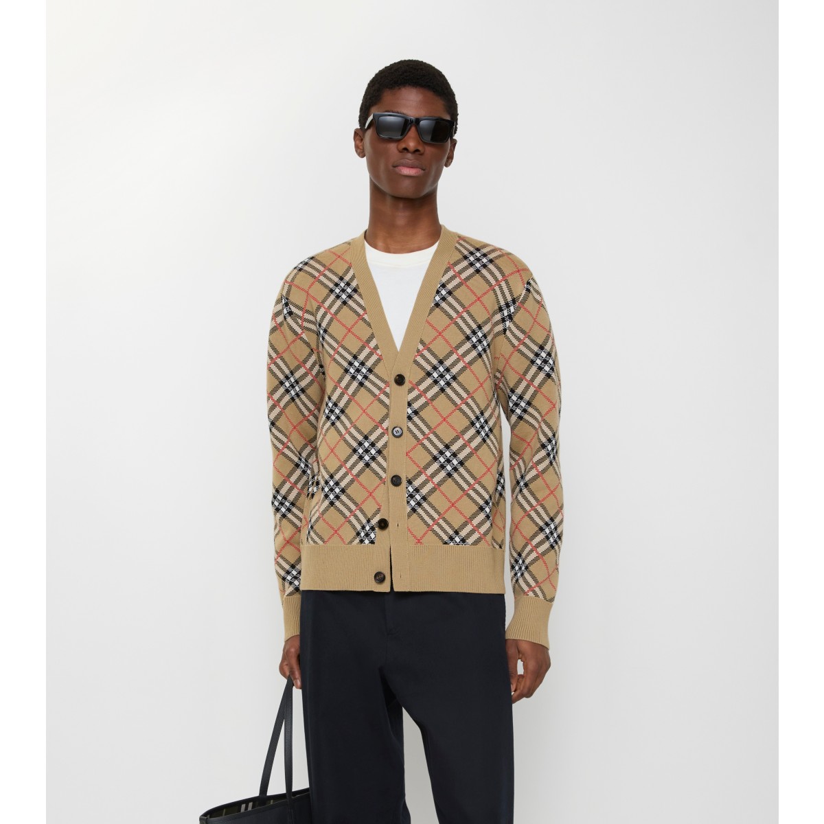  Check Cotton Wool Cardigan