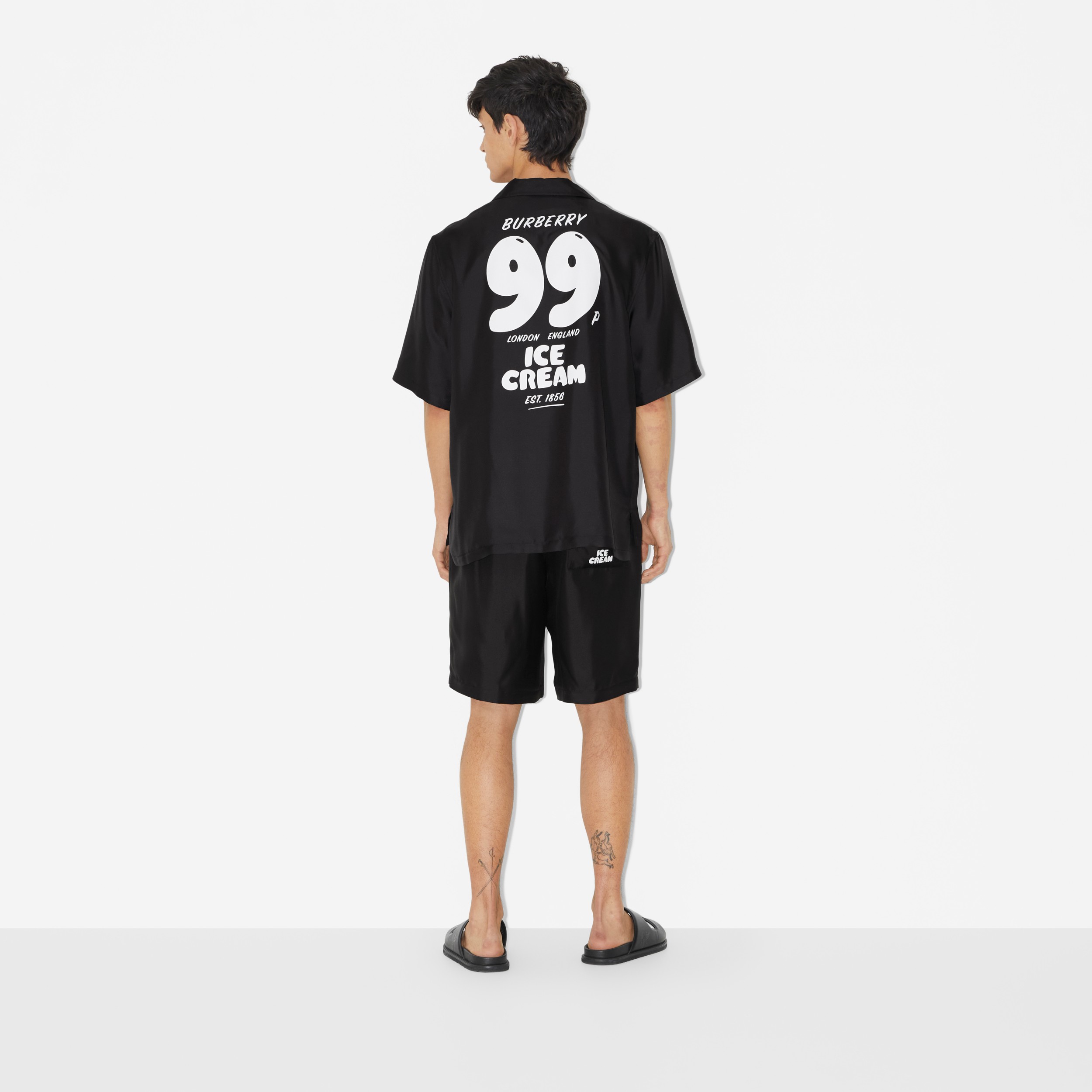 冰激凌印花丝质短裤 (黑色) - 男士 | Burberry® 博柏利官网 - 4