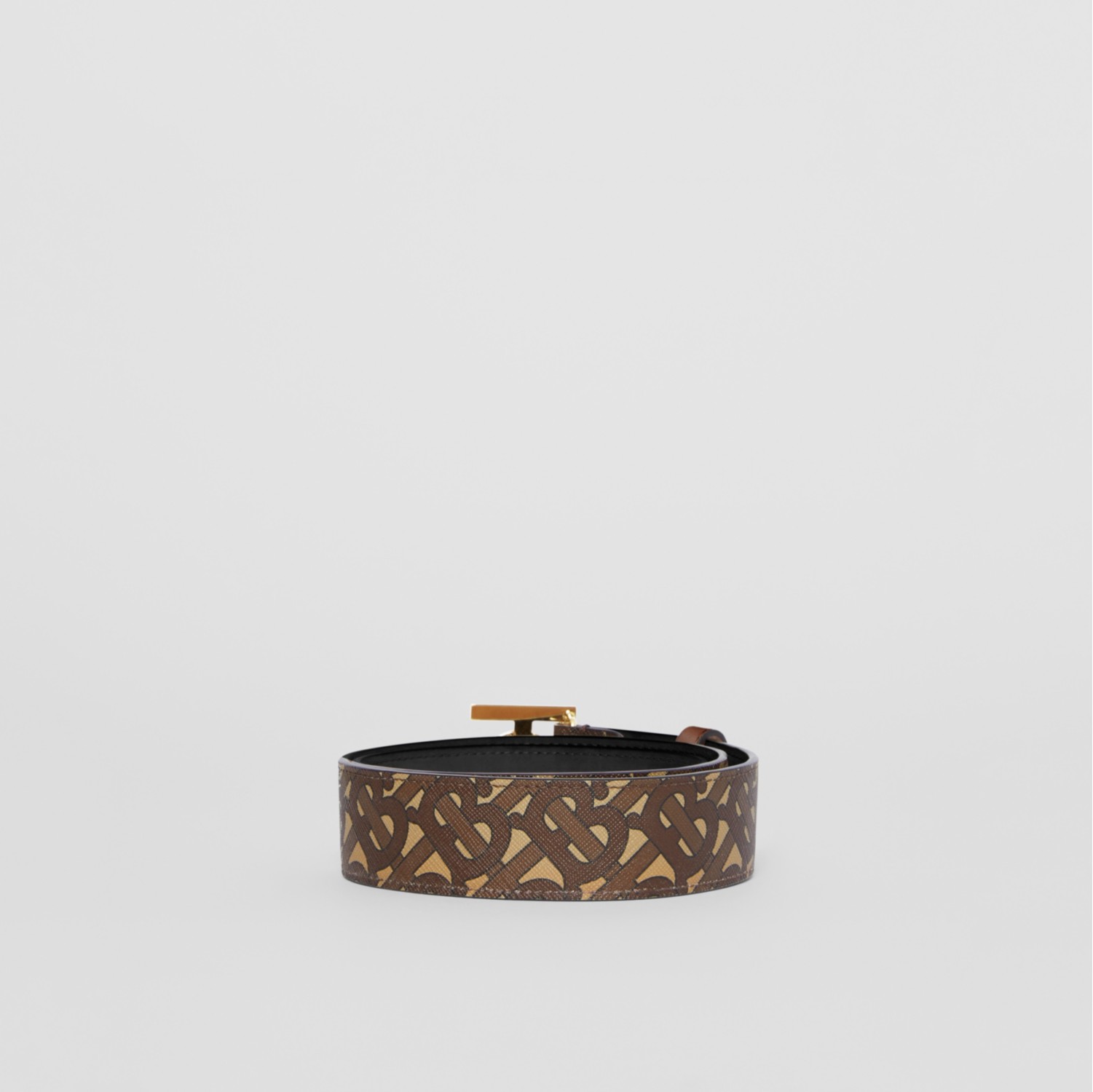 Burberry Bridle Brown Monogram Coated Canvas TB Buckle Belt S