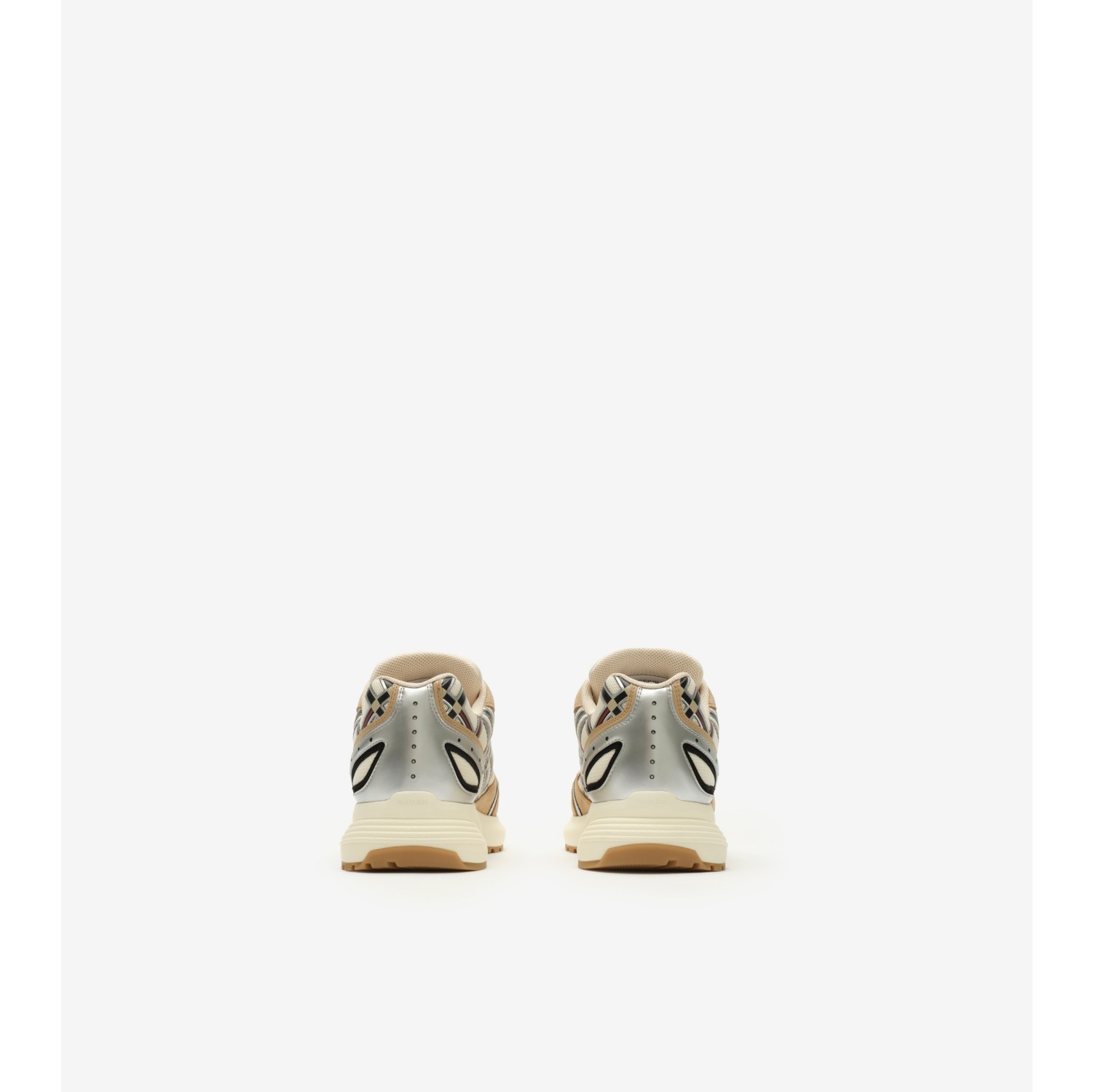Nylon, Suede and Leather Eclipse Sneakers in Flax beige/silver