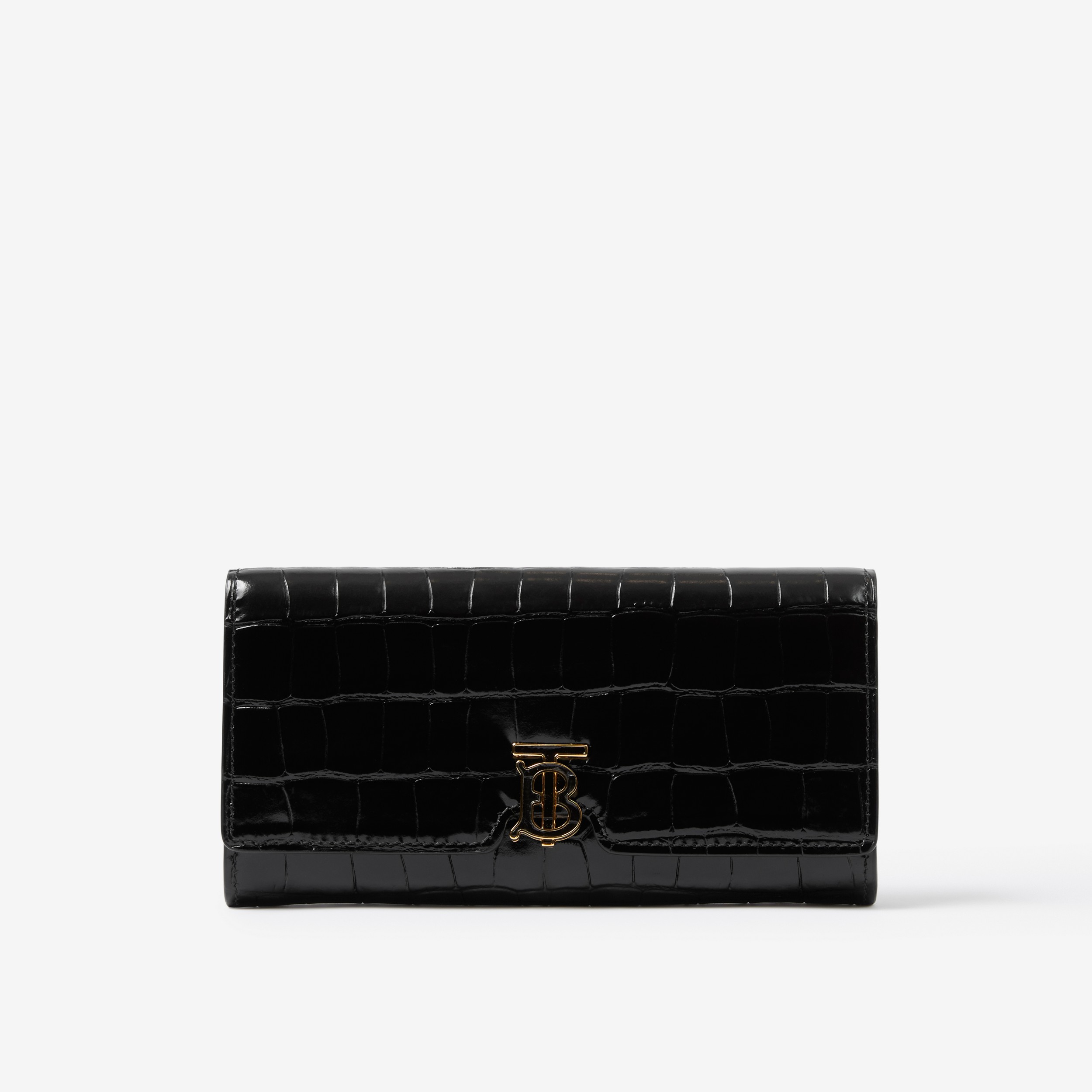 Embossed Leather TB Continental Wallet in Black - Women | Burberry® Official - 1