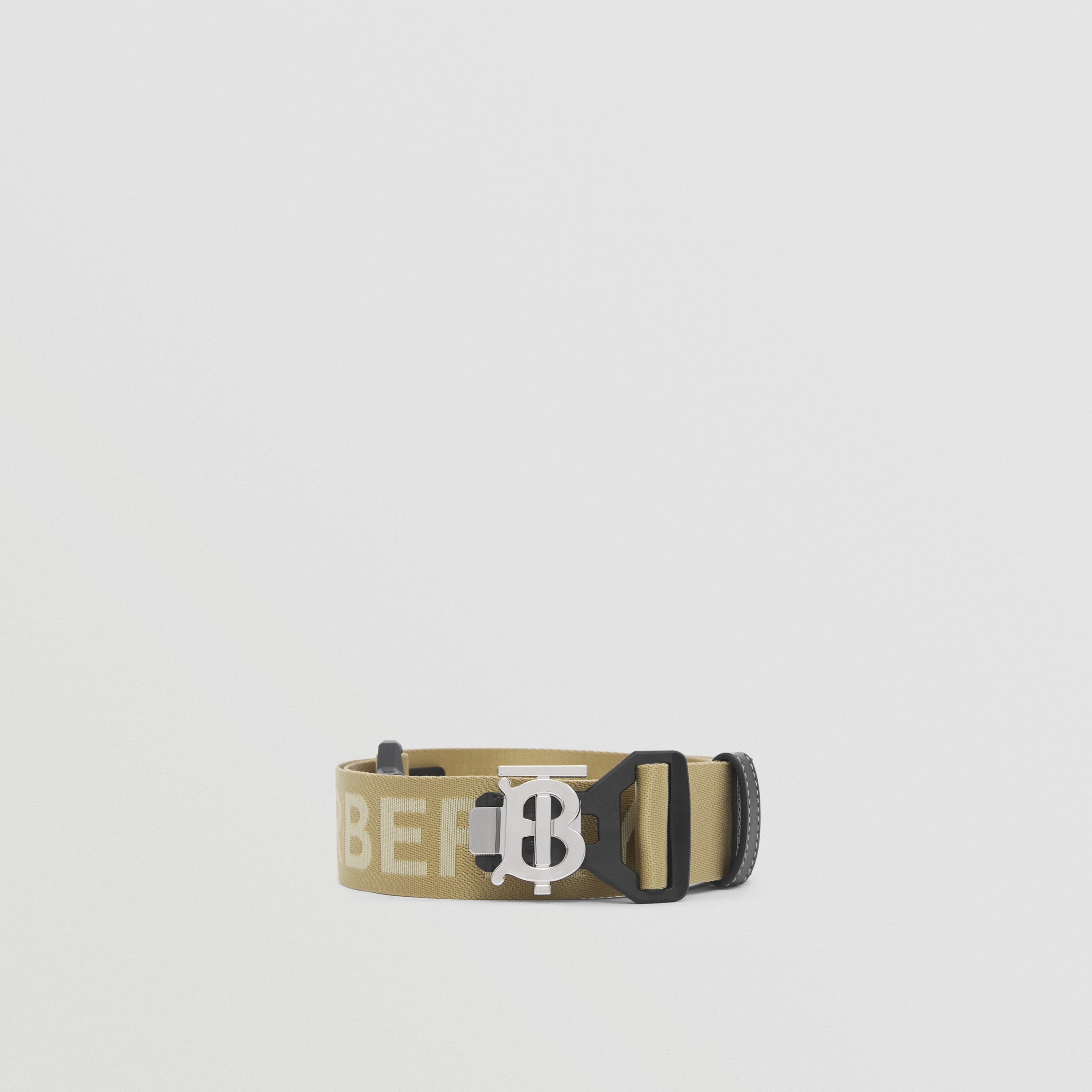 Monogram Motif and Logo Webbed Jacquard Belt in Honey - Men | Burberry® Official - 4
