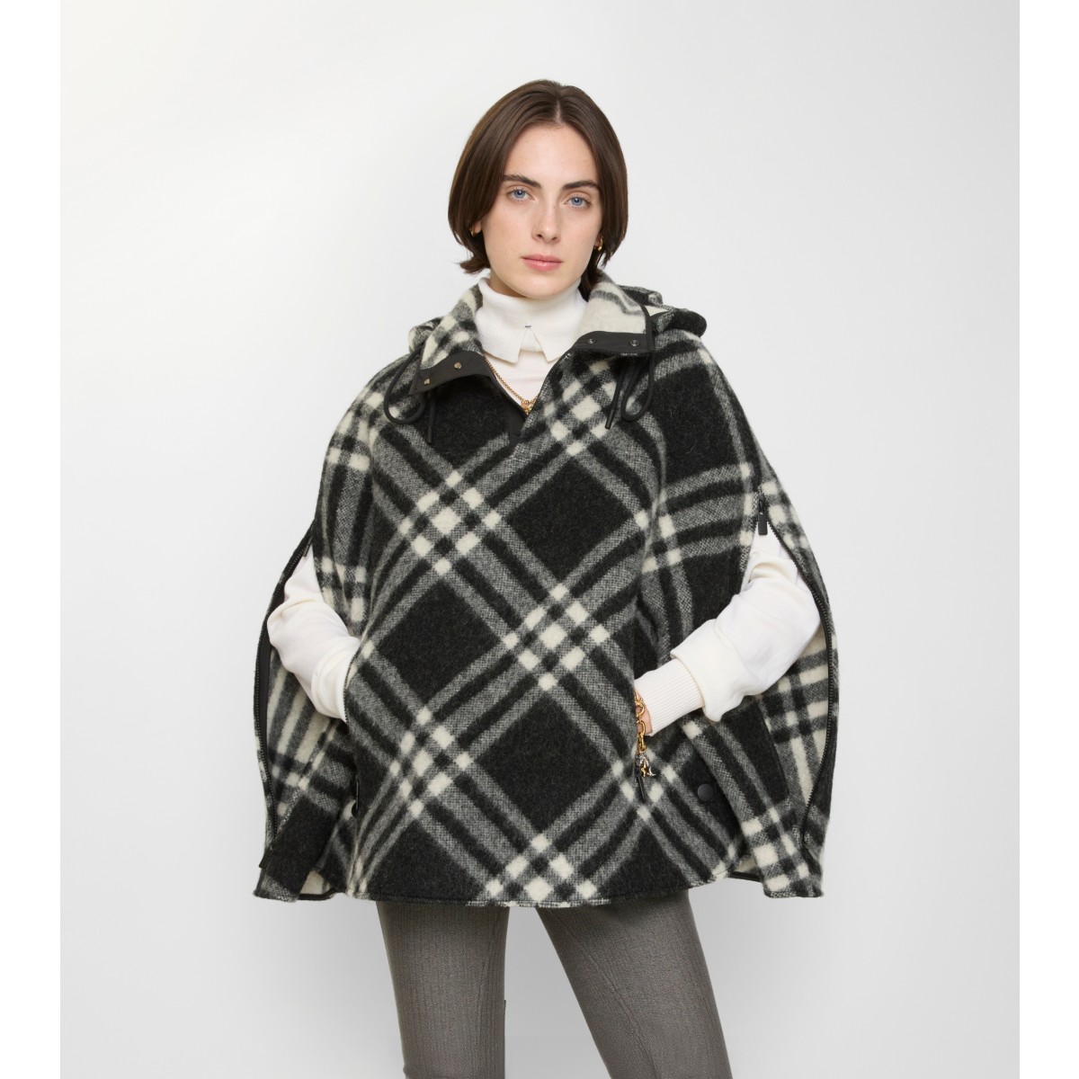  Check Wool Poncho
