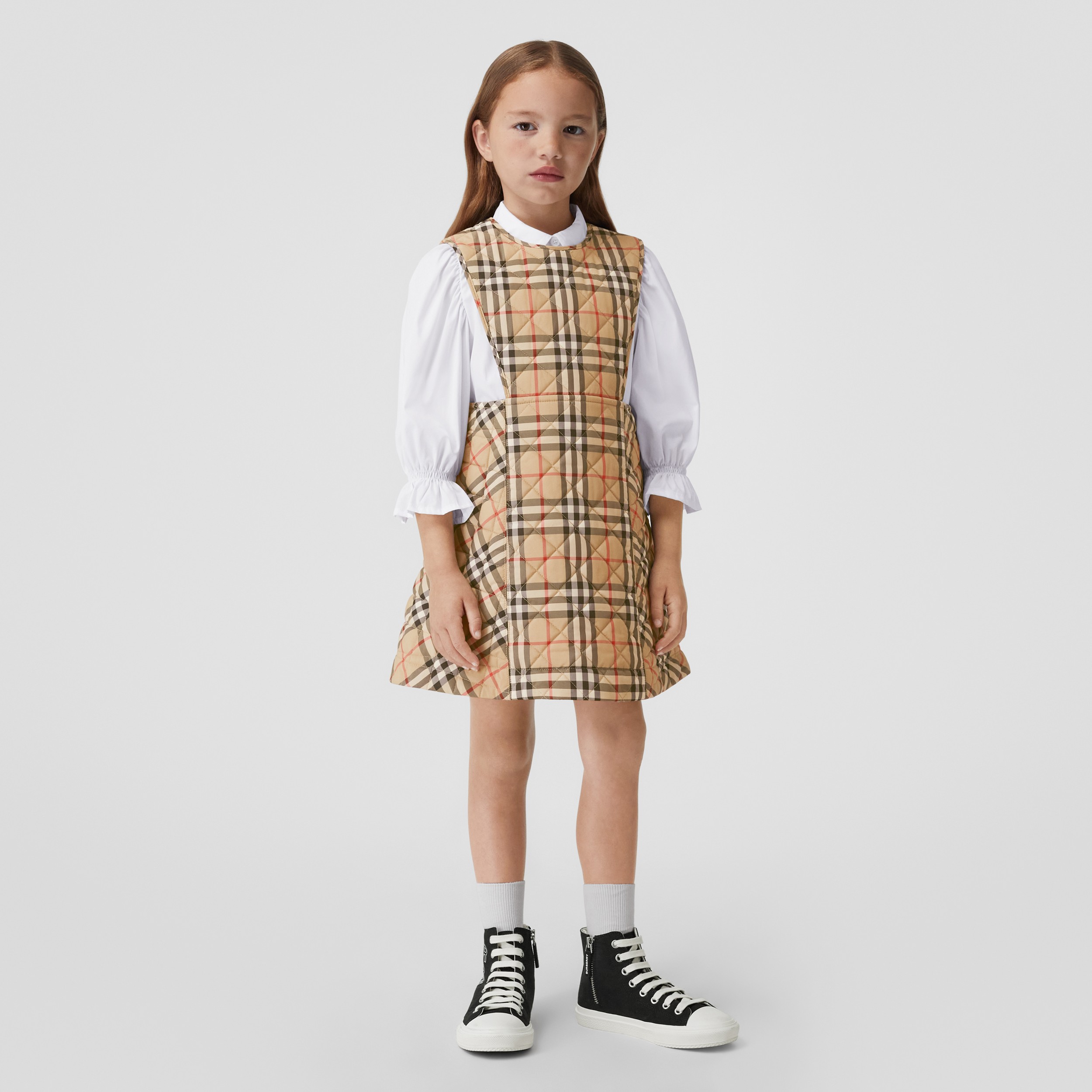 Vintage Check Diamond Quilted Pinafore Dress in Archive Beige | Burberry® Official - 3