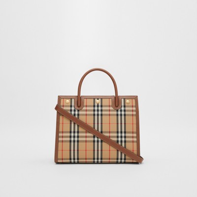 Mini Vintage Check Two-handle Title Bag in Archive Beige - Women 
