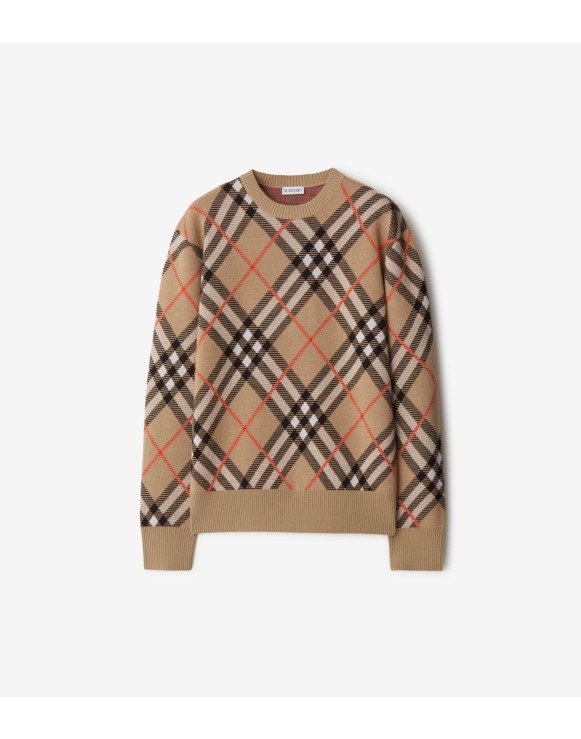 Check Wool Blend Sweater