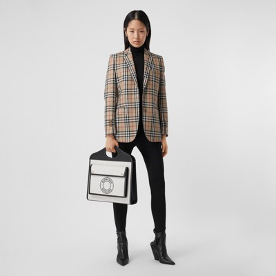 Vintage Check Wool Tailored Jacket in Archive Beige - Women 