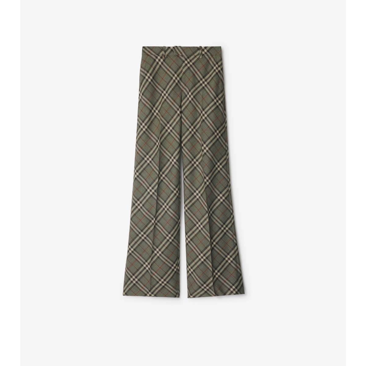Burberry Straight Leg Check Wool Trousers In Crater