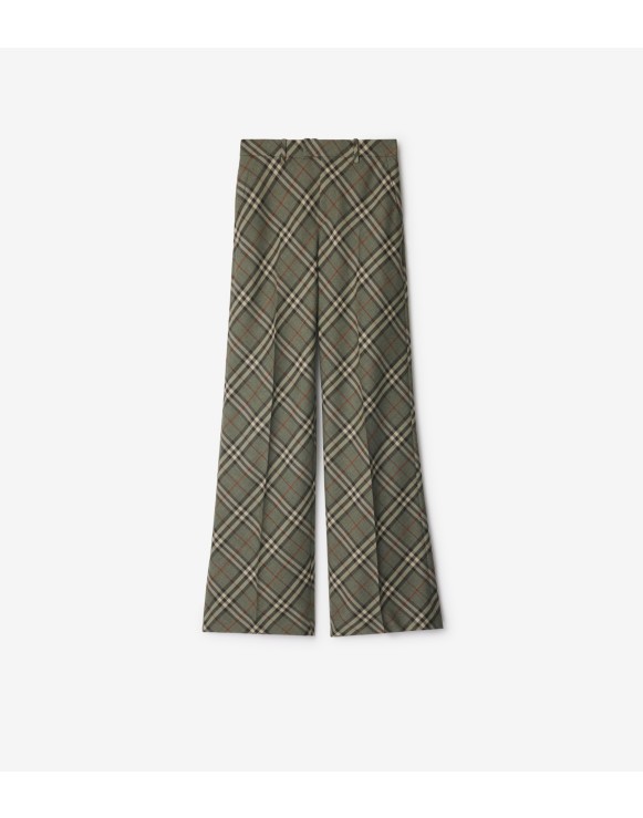 Check Wool Tailored Trousers