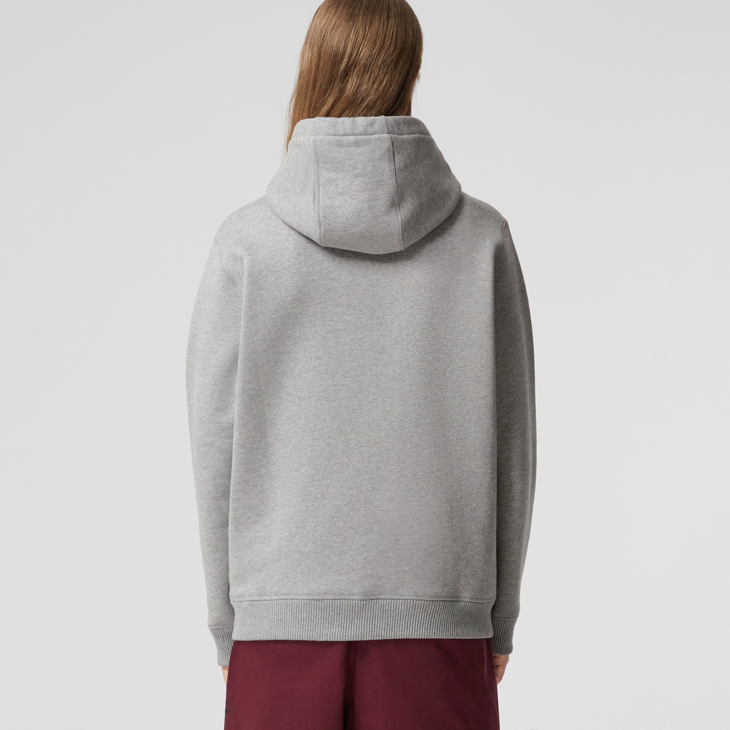 Letter Graphic Print Cotton Hoodie in Pale Grey Melange - Men | Burberry® Official - 3