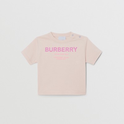 Horseferry Print Cotton T-shirt in Light Rose Beige - Children | Burberry®  Official