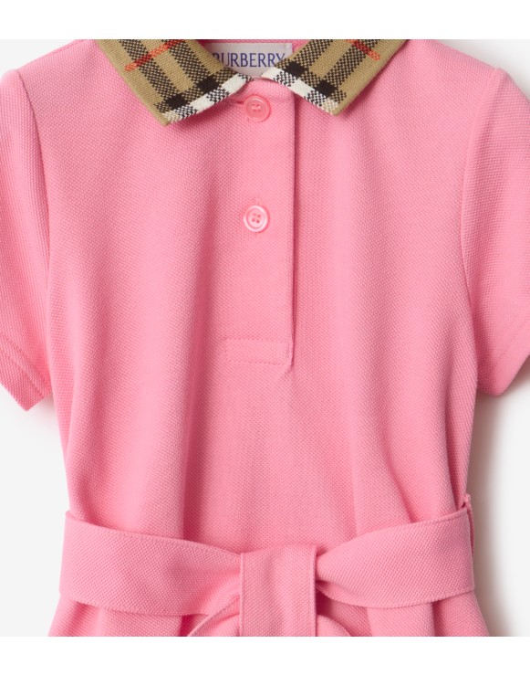 Vestido estilo camisa polo de algodão com colarinho Check