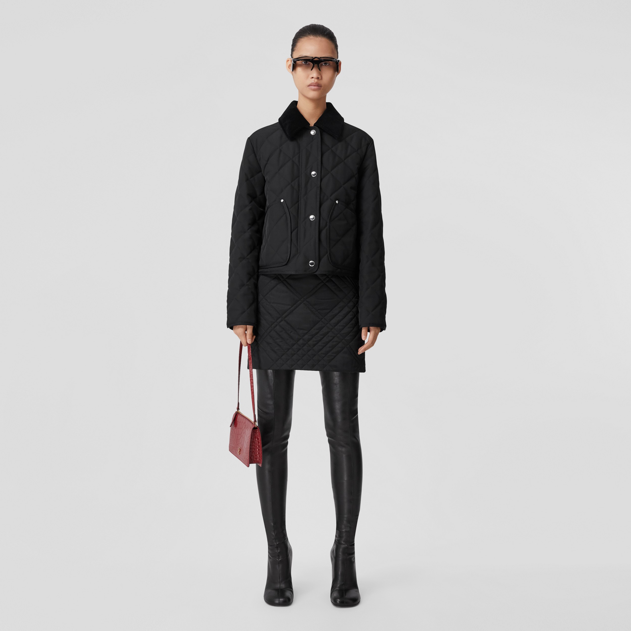 EKD Diamond Quilted Cropped Jacket in Black - Women | Burberry® Official - 1