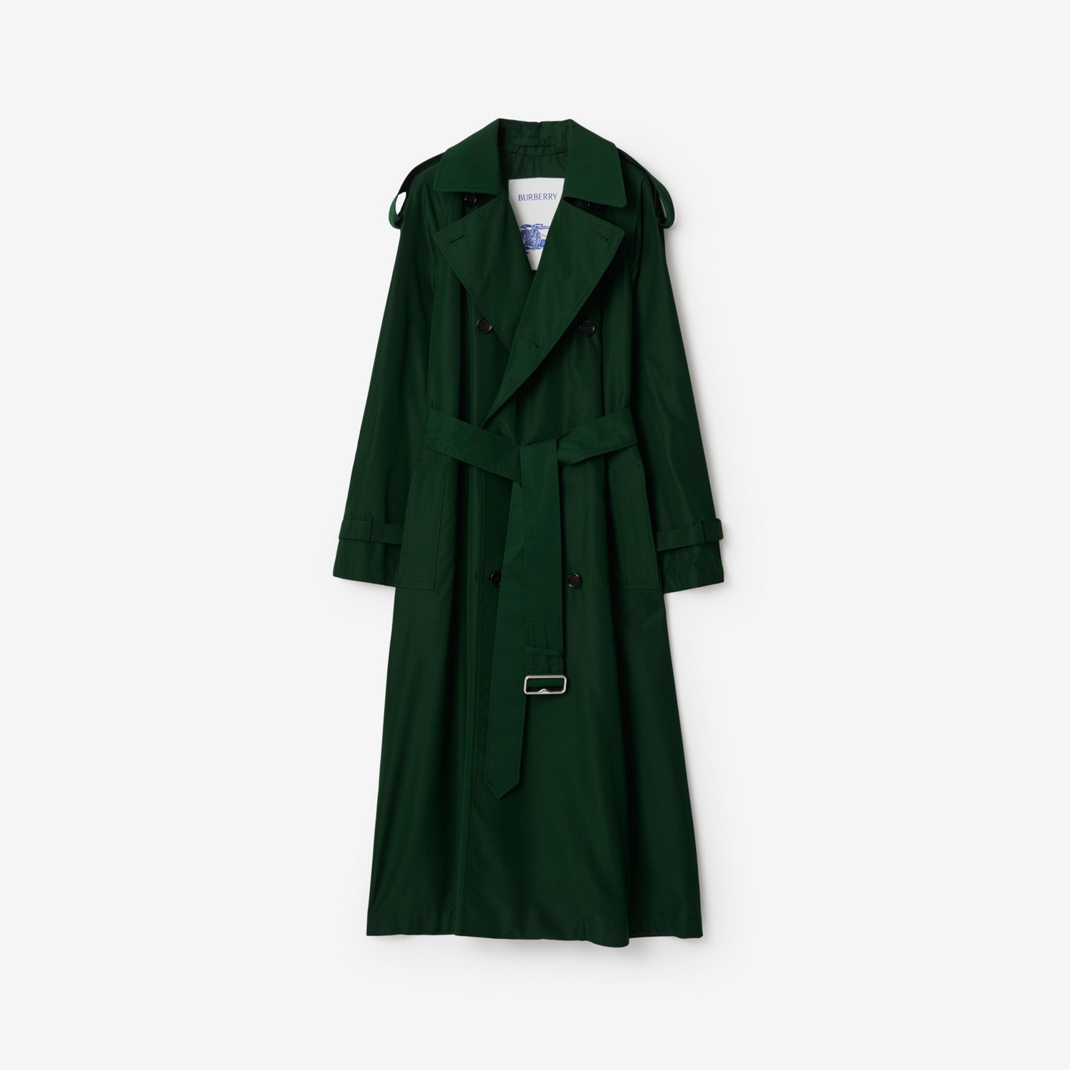 Long Silk Trench Coat in Ivy - Women | Burberry® Official