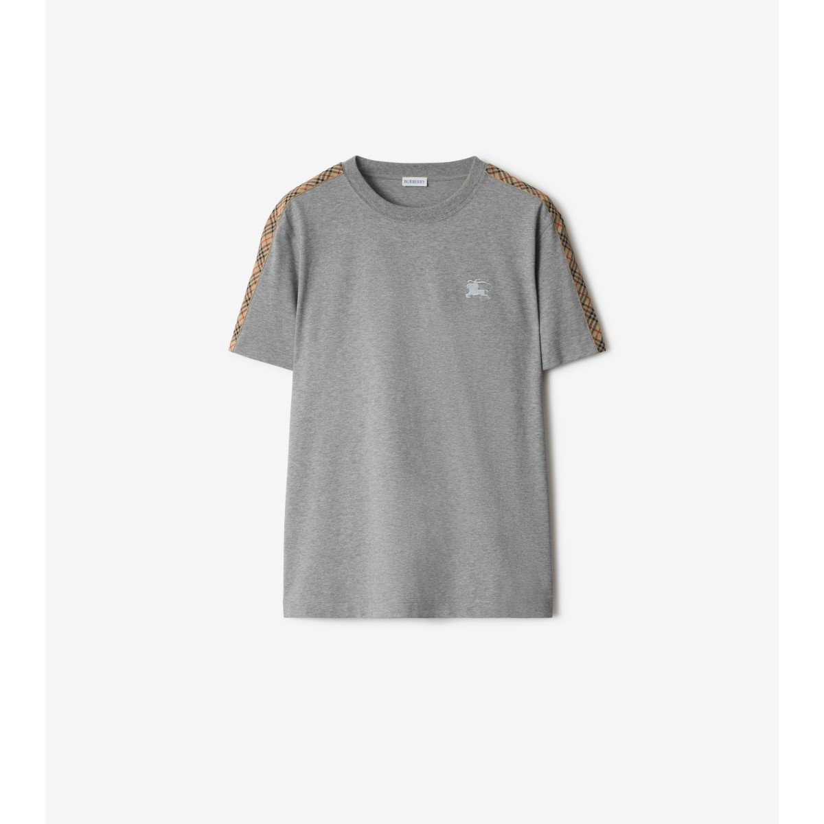Burberry Equestrian Knight Check-trim T-shirt In Gray