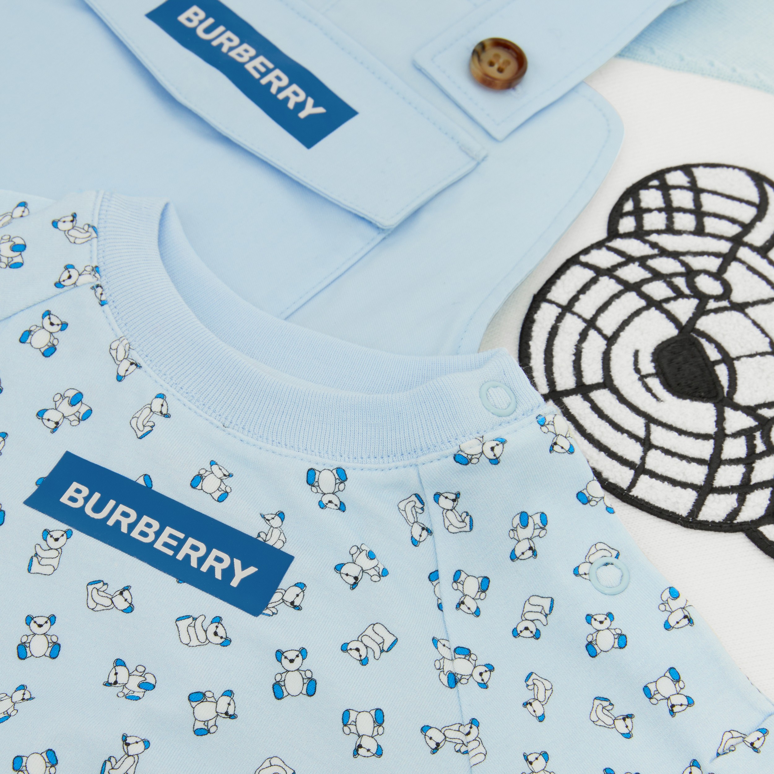 Thomas 泰迪熊图案棉质三件套婴儿礼品套装 (浅蓝色) - 儿童 | Burberry® 博柏利官网 - 2