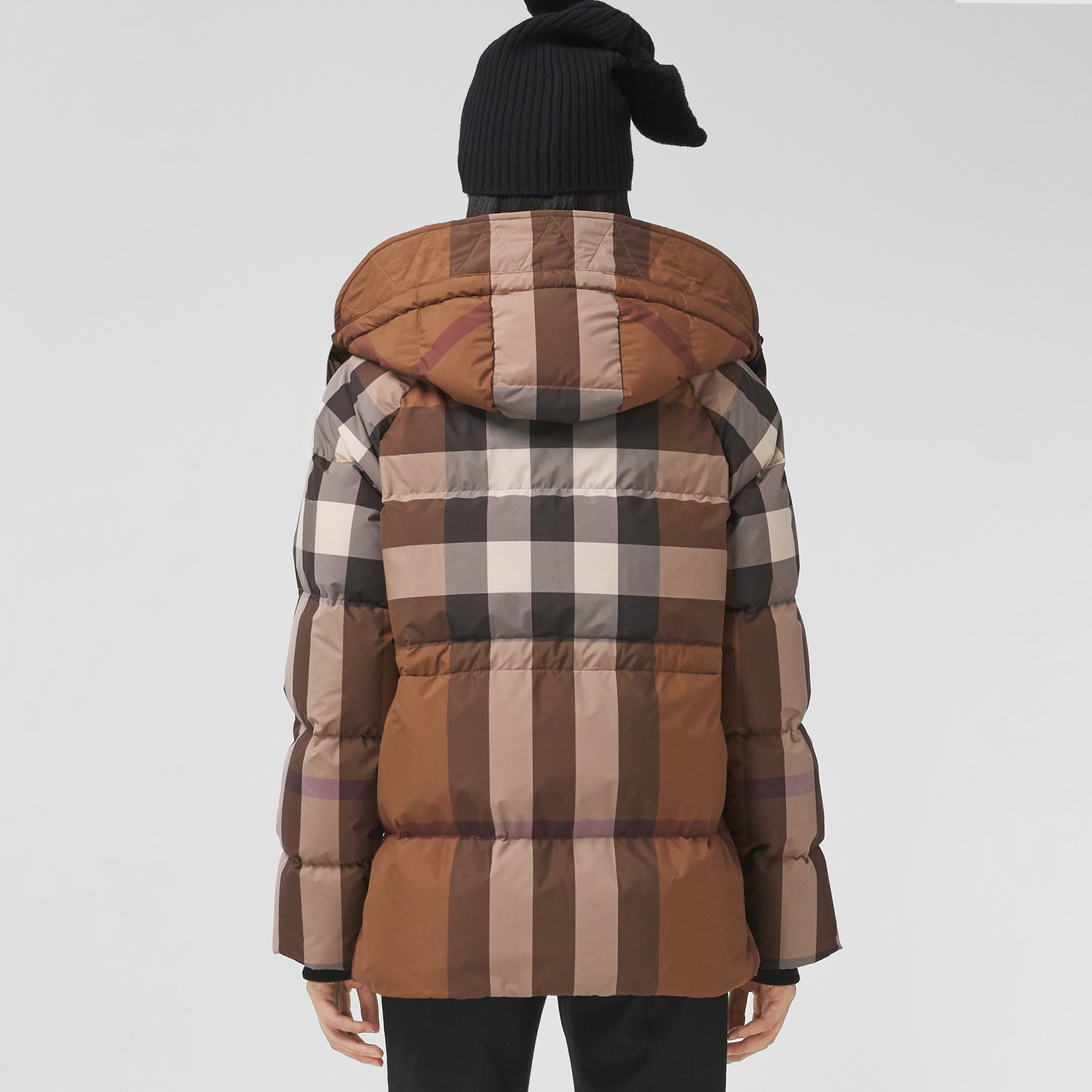 Detachable Hood Check Puffer Jacket in Dark Birch Brown - Women | Burberry®  Official