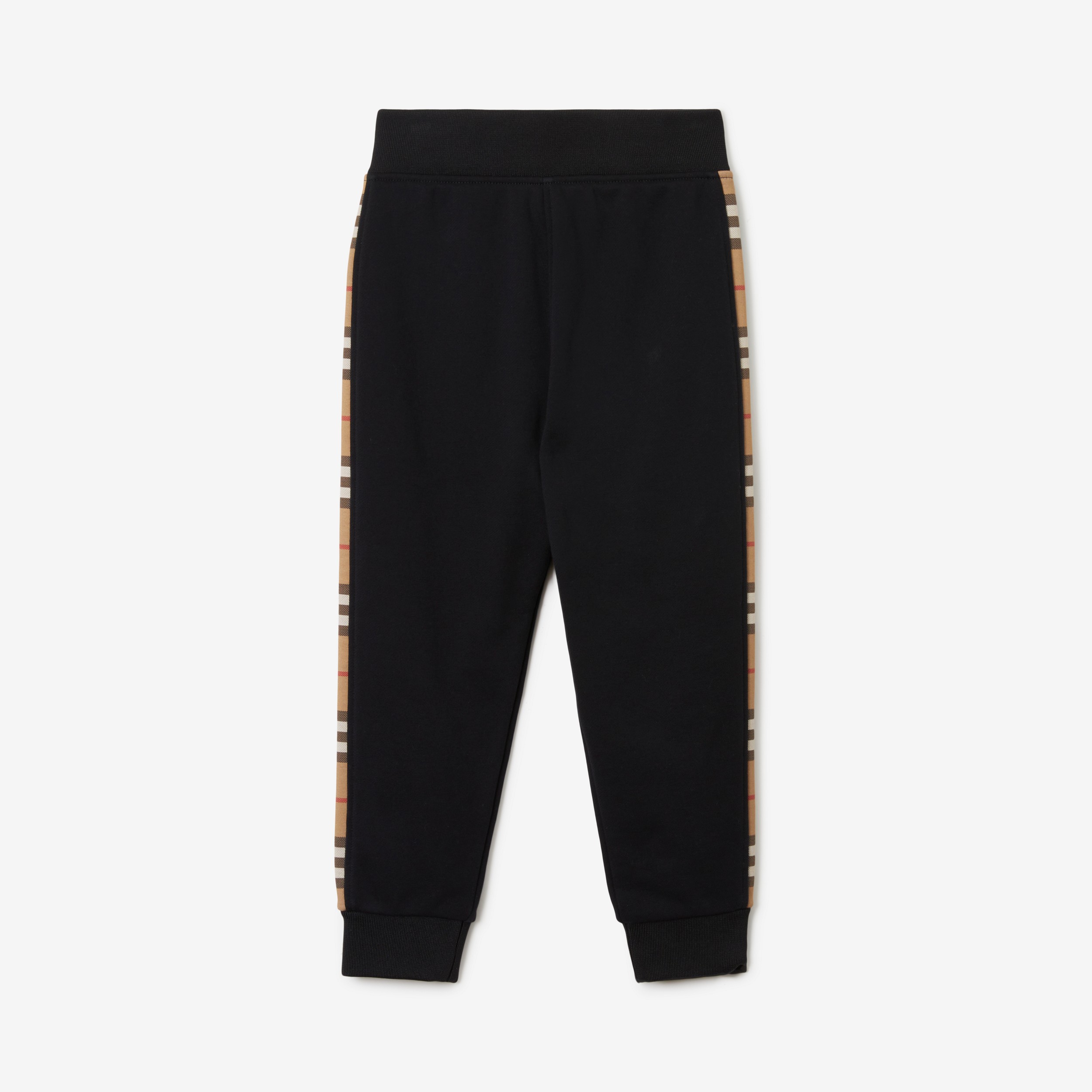 Pantalones de jogging en algodón con paneles Check (Negro) | Burberry® oficial - 1