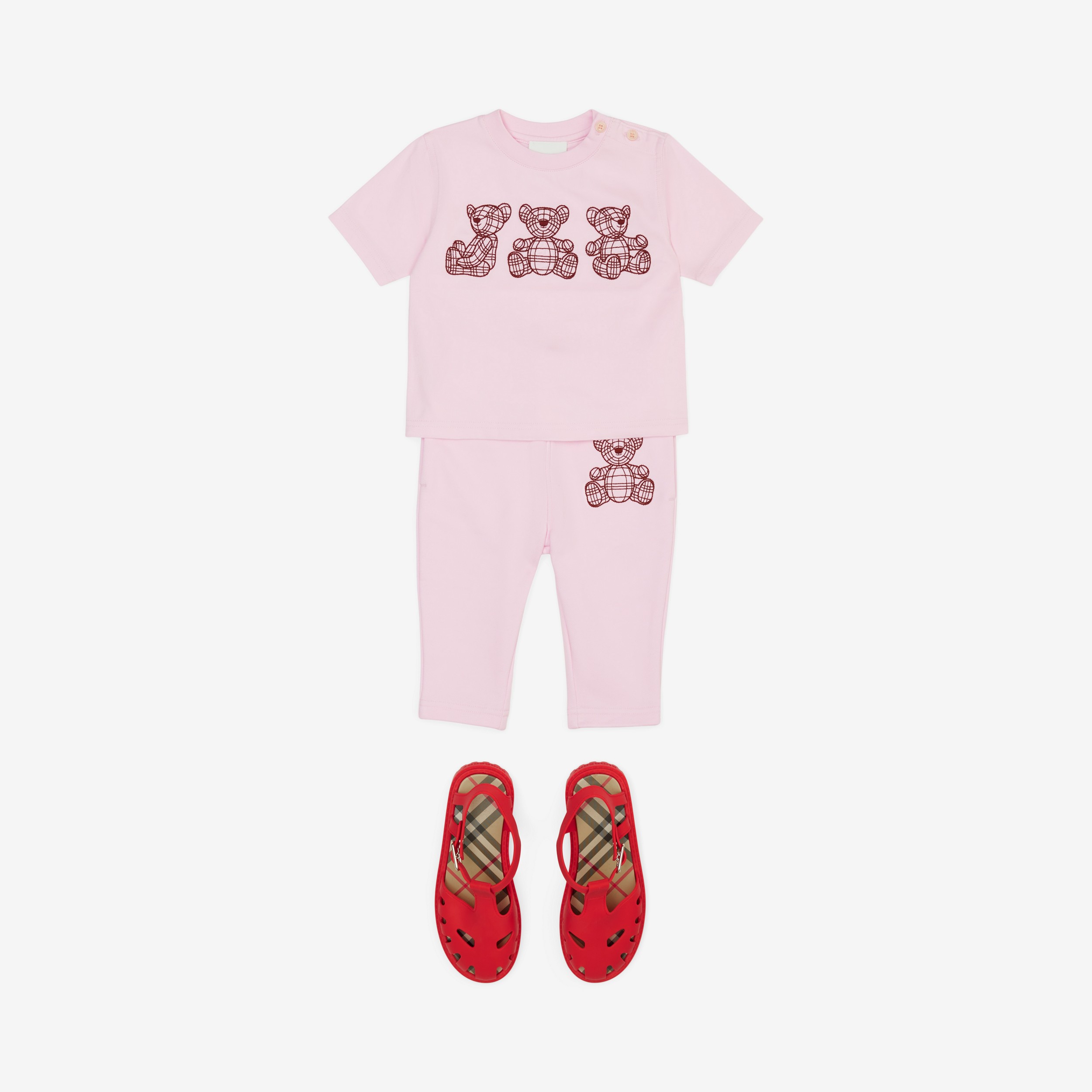 토마스 베어 모티프 코튼 티셔츠 (페일 캔디 핑크) - 아동 | Burberry® - 3