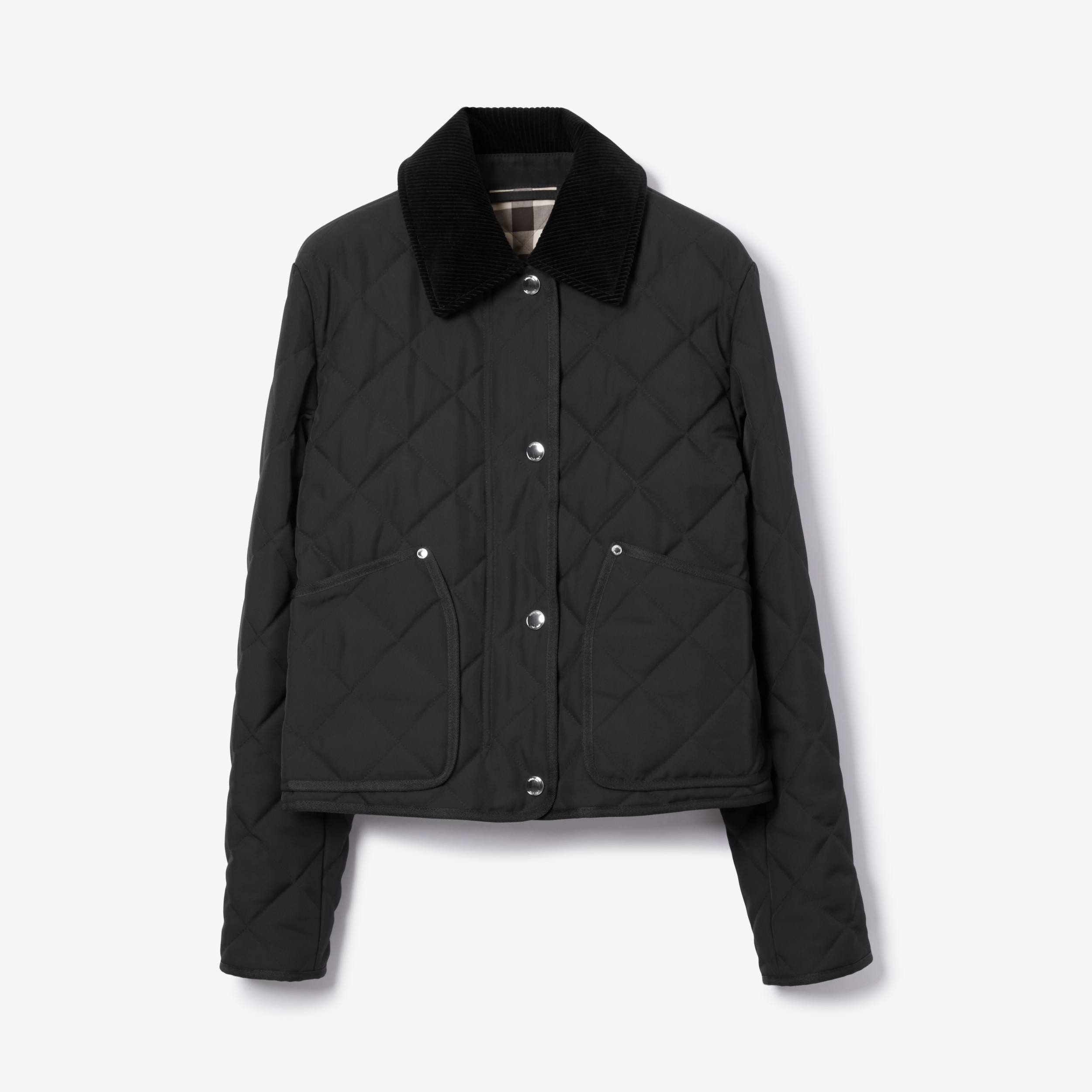 Corduroy Collar Diamond Quilted Cropped Barn Jacket in Black - Women |  Burberry® Official