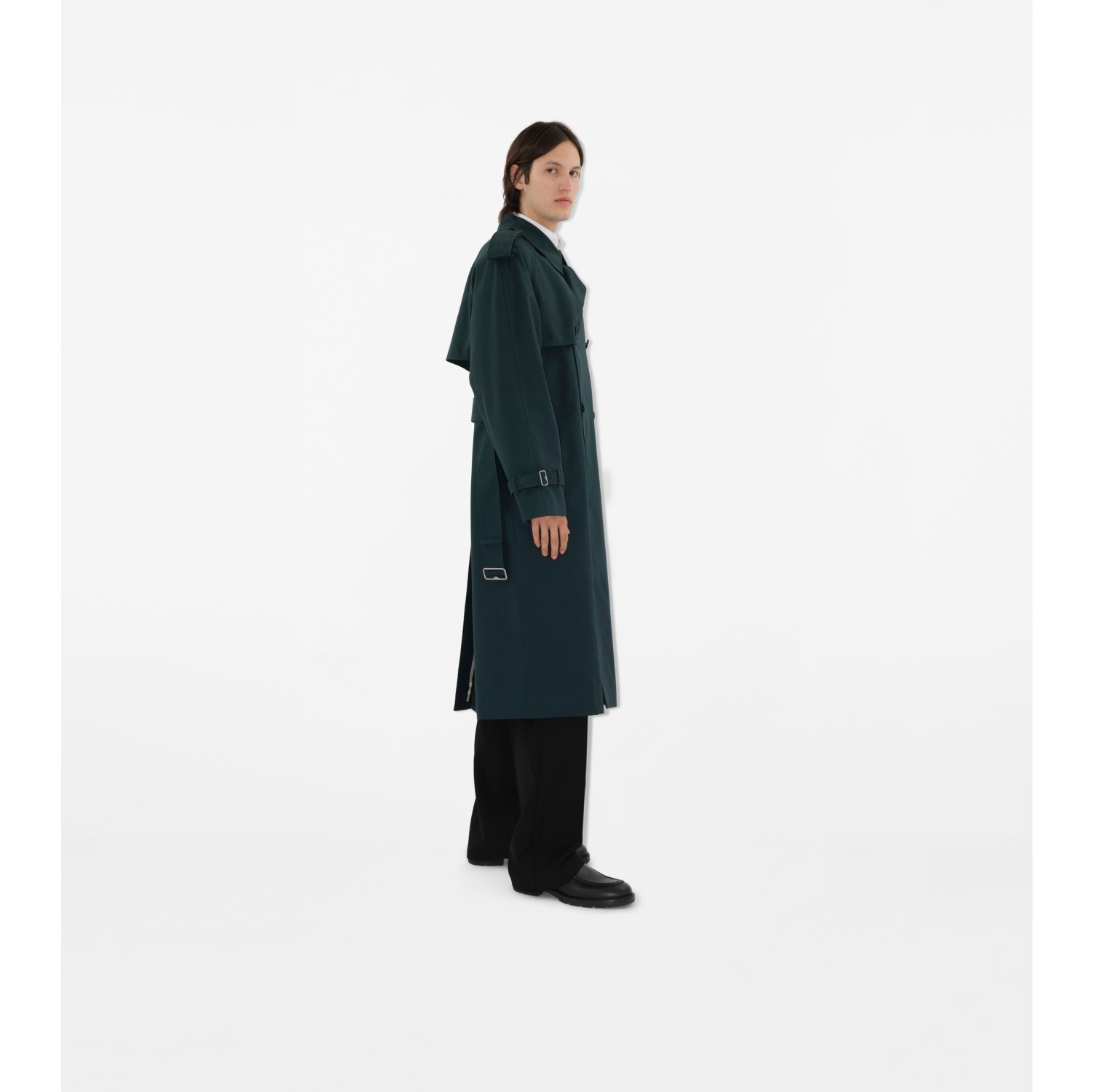 Long Cotton Blend Trench Coat