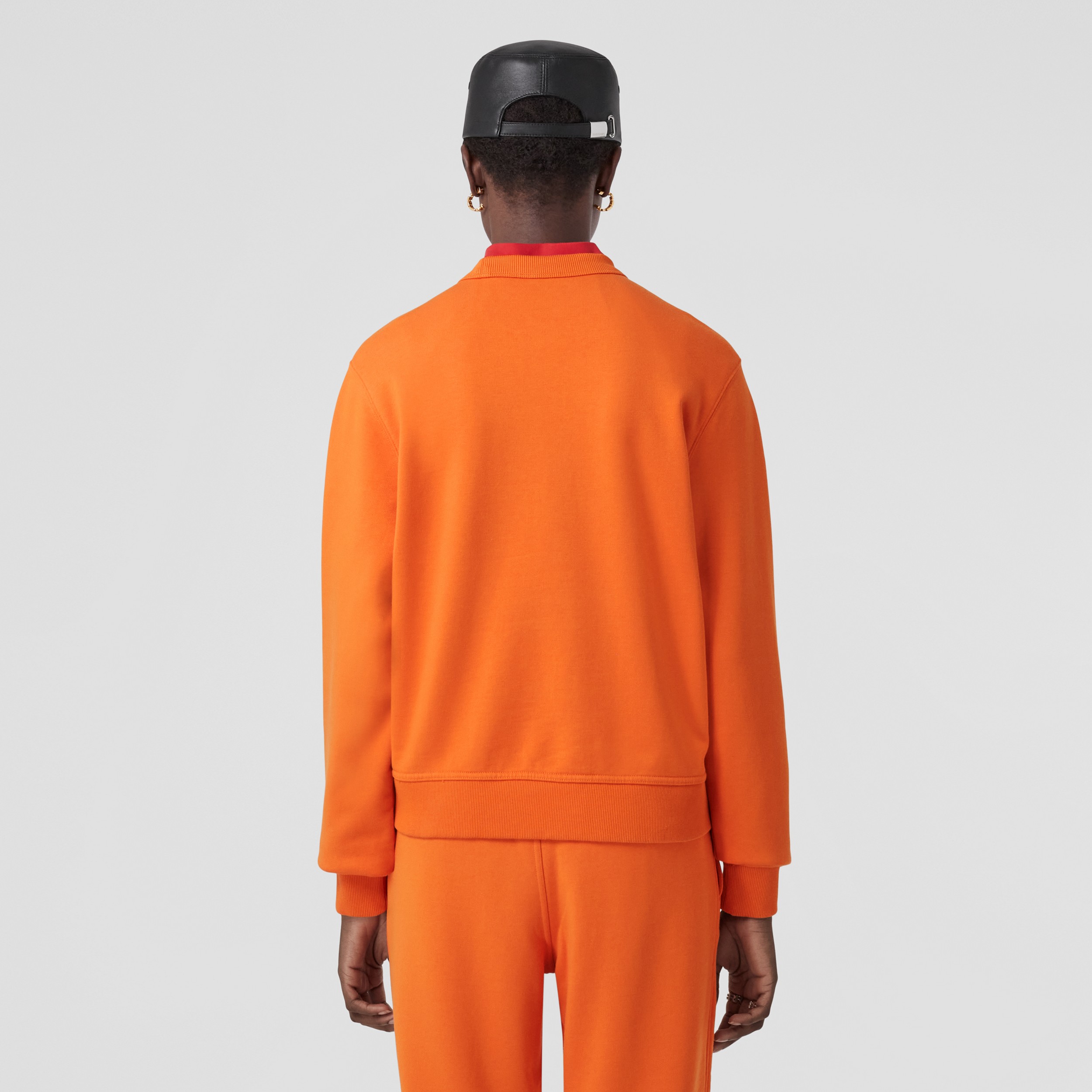 Embroidered Oak Leaf Crest Cotton Sweatshirt in Bright Orange - Women | Burberry® Official - 3