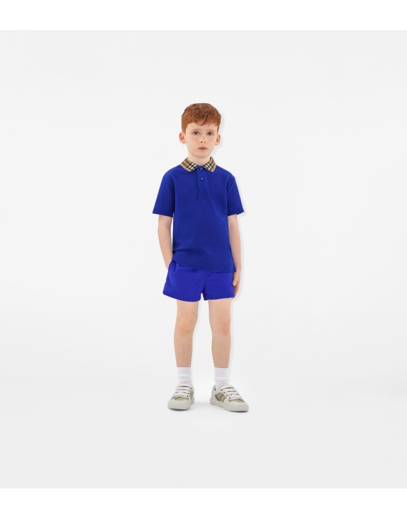 Camisa polo de algodão com colarinho Check