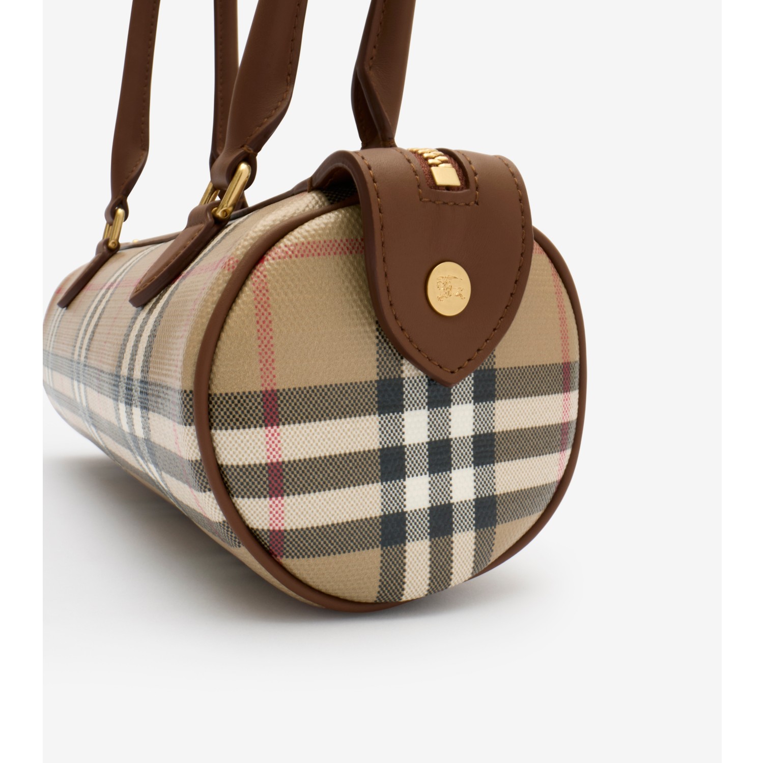 Mini Check Barrel Bag in Archive beige - Women | Burberry® Official