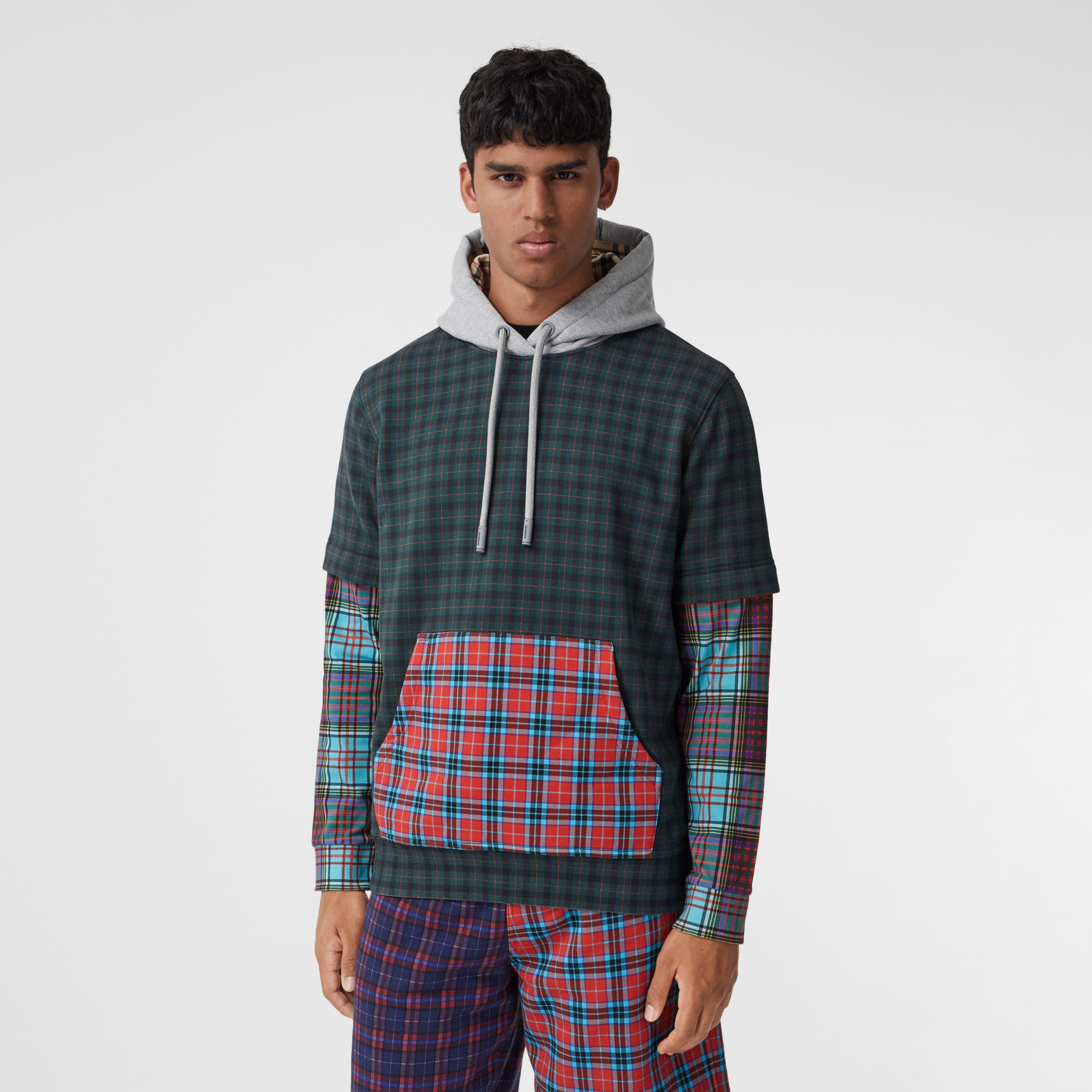 Patchwork Check Cotton Blend Hoodie - Men | Burberry United States